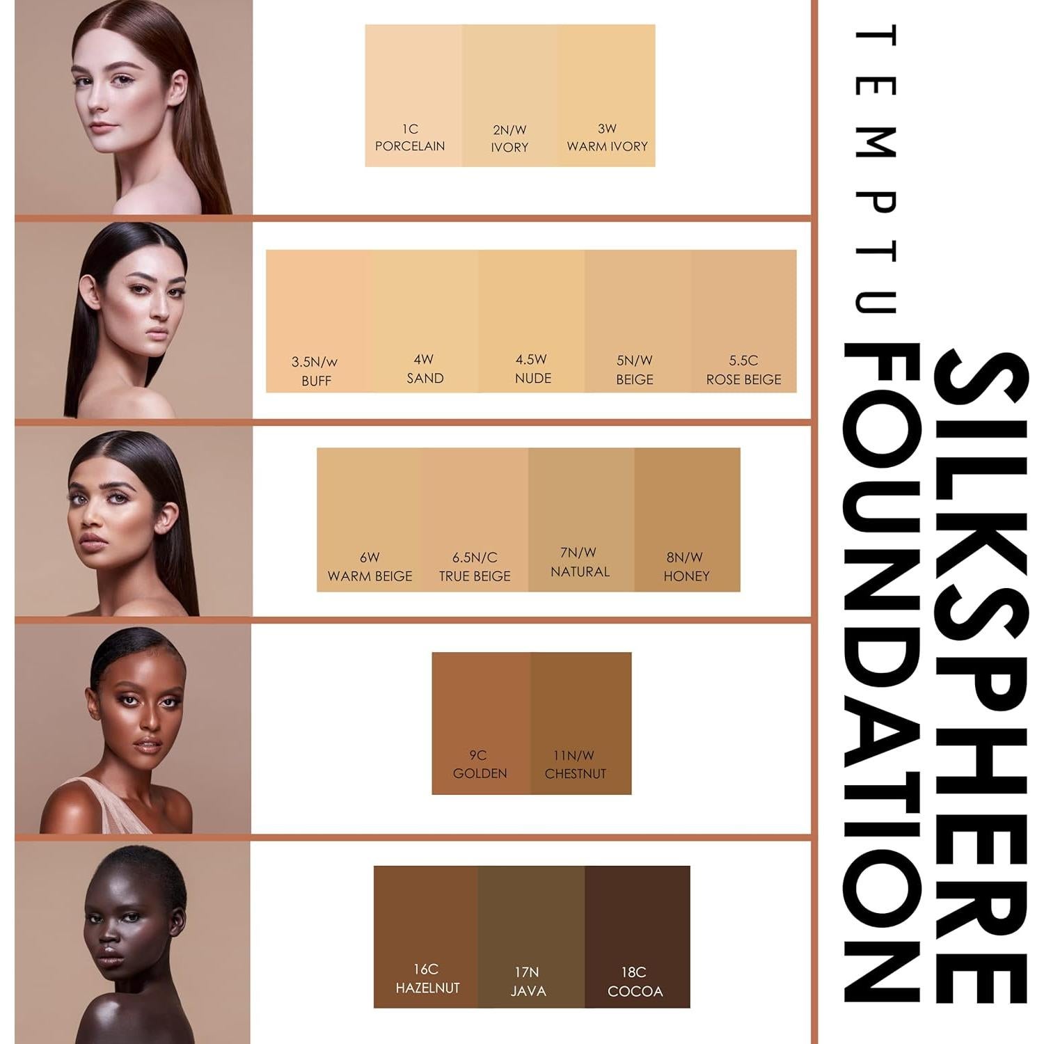 Base de Maquillaje TEMPTU SilkSphere 4 en 1 18 Tonos