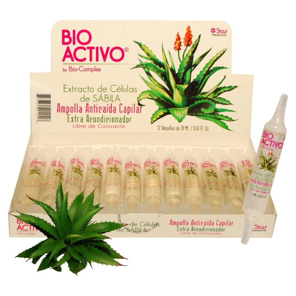 Ampollas Bioactivas de Aloe Vera para Cabello - 12 Unidades 17.3 ml