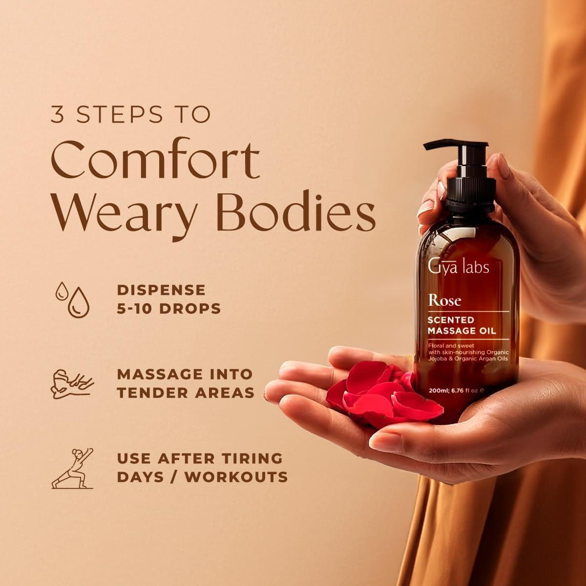 Aceite de Masaje de Rosa Gya Labs - 200 ml - Hidratante y Relajante