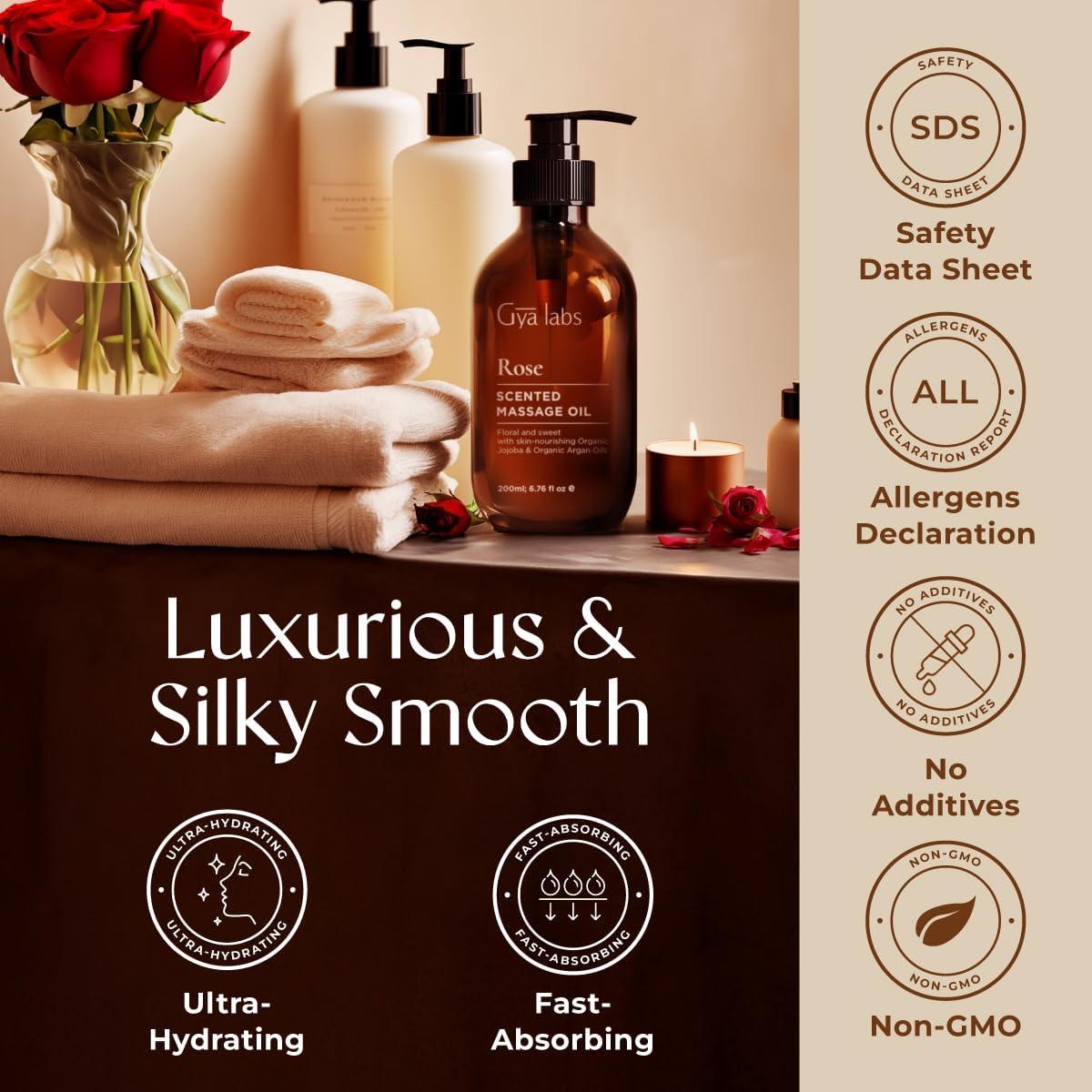 Aceite de Masaje de Rosa Gya Labs - 200 ml - Hidratante y Relajante