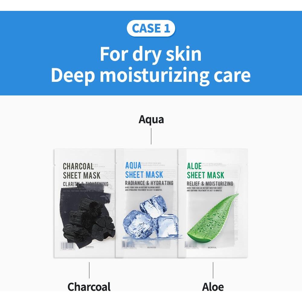 Mascarilla Facial de Colágeno EUNYUL - Set de 8 Hidratantes