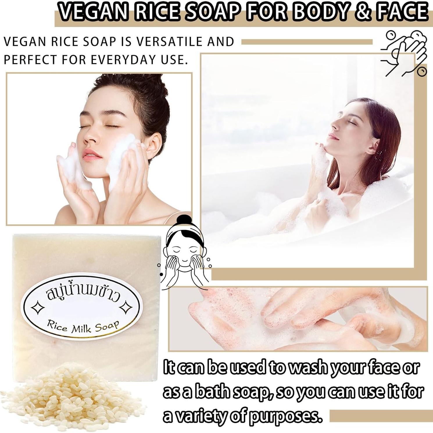 Jabón Vegano de Arroz 12PCS - Hidratante y Suave para Piel