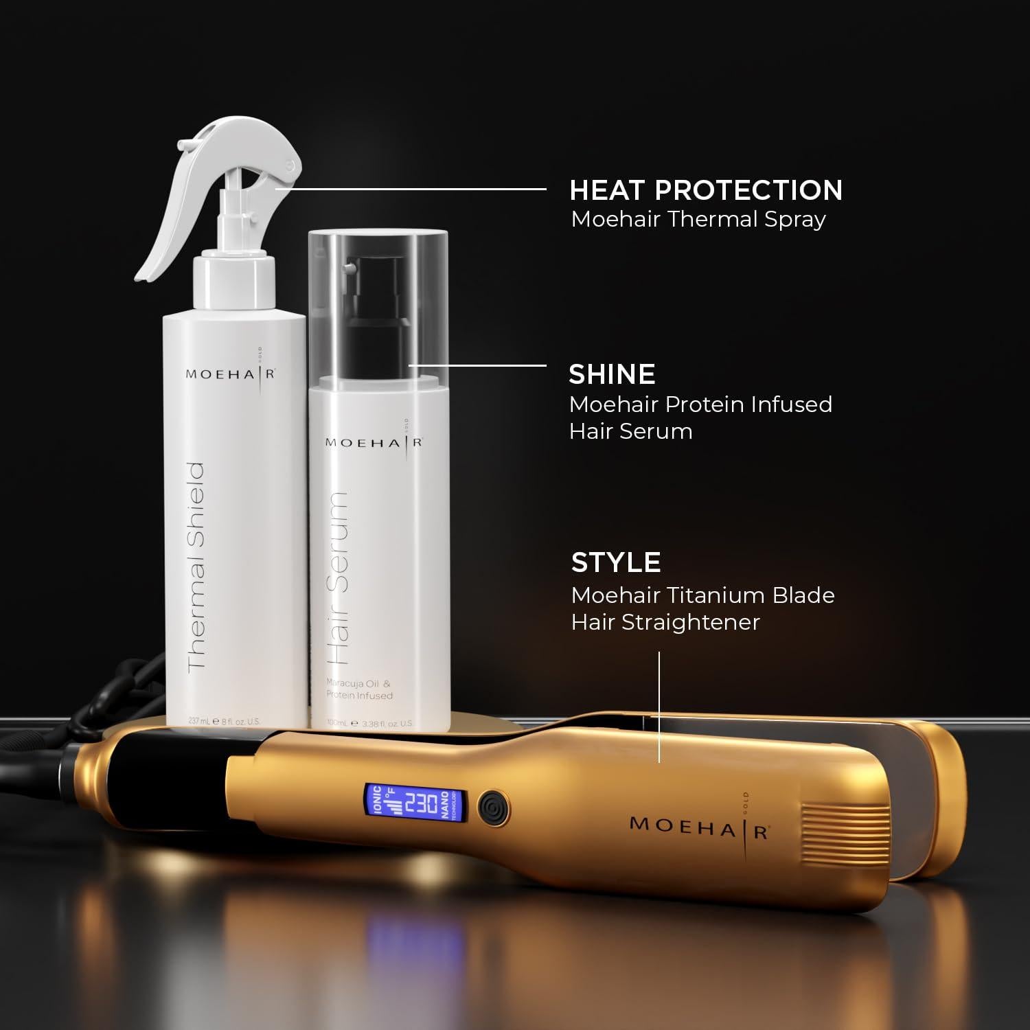 Spray Protector Térmico Moehair 236ml | Anti-frizz y Brillo