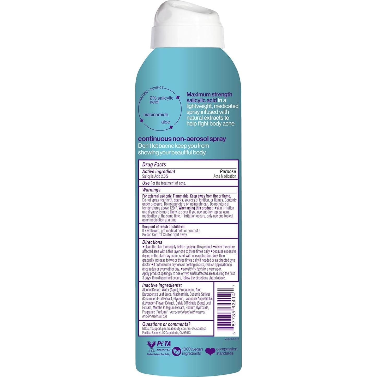 Spray Corporal Aclarador Bacne Pacifica - 2% Ácido Salicílico