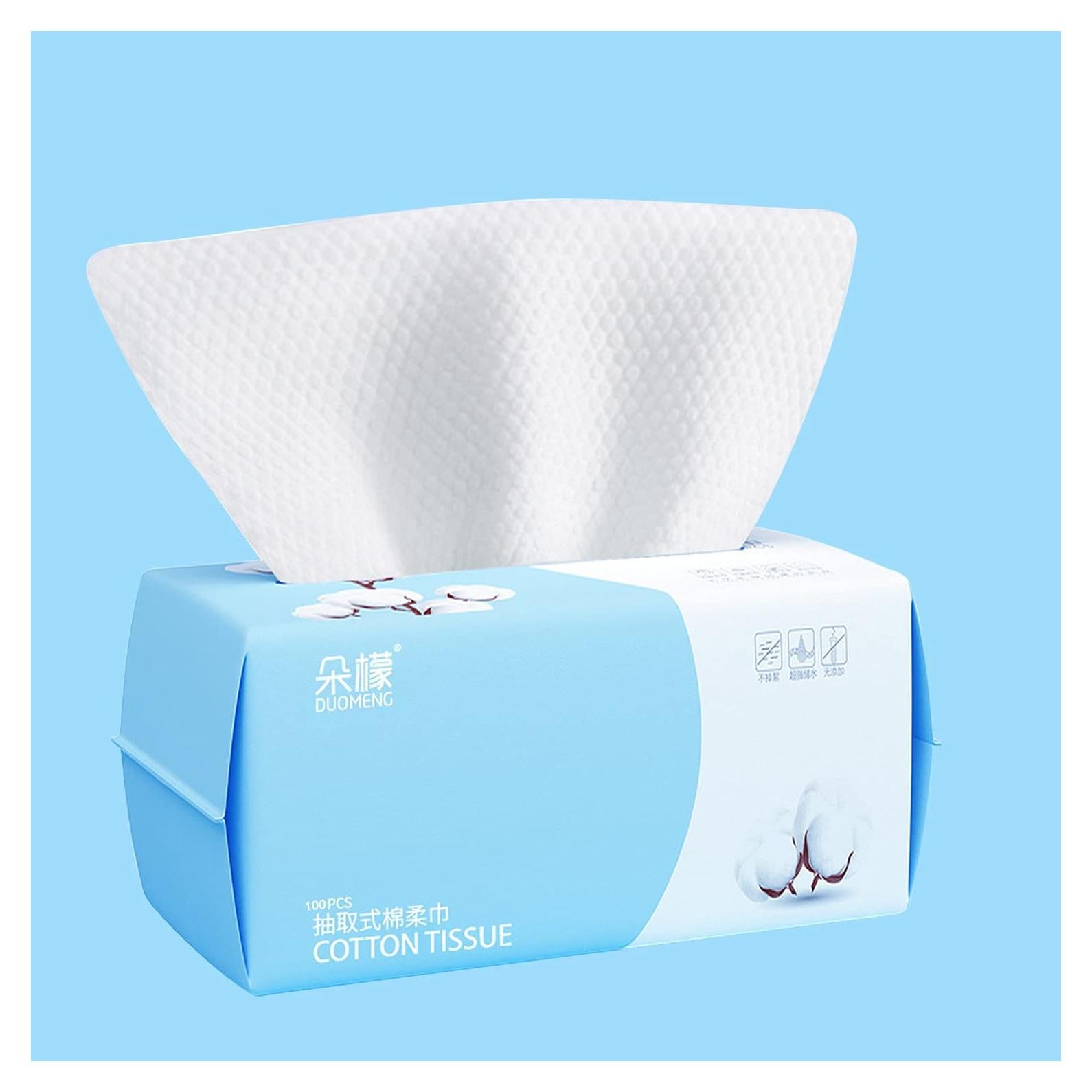 Toallitas Secas Faciales Rouceyxin 100% Algodón 100 Unidades