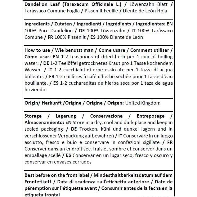Hoja de Diente de León Orgánica Herba - 50g Puro y Natural