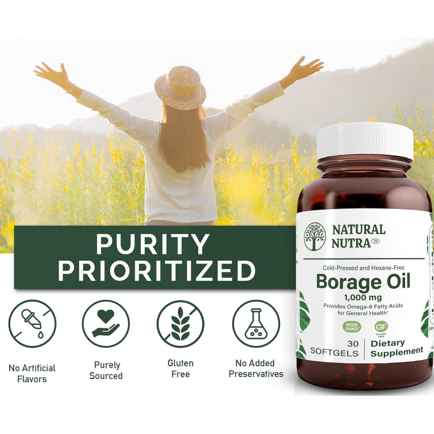 Aceite de Borraja Natural Nutra 30 Gelatinas Blandas Omega 6