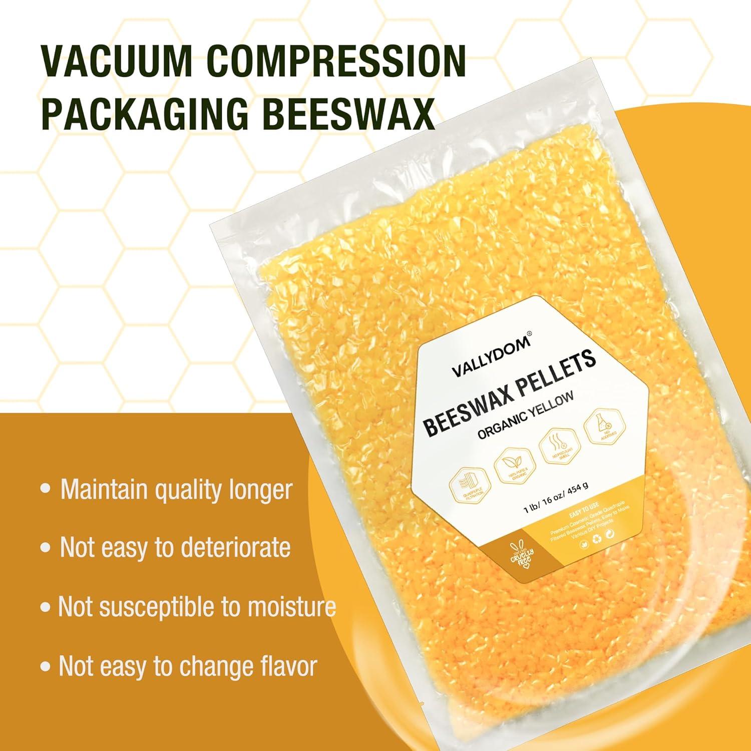 Pellets de Cera de Abeja Orgánica VALLYDOM 453g Amarilla