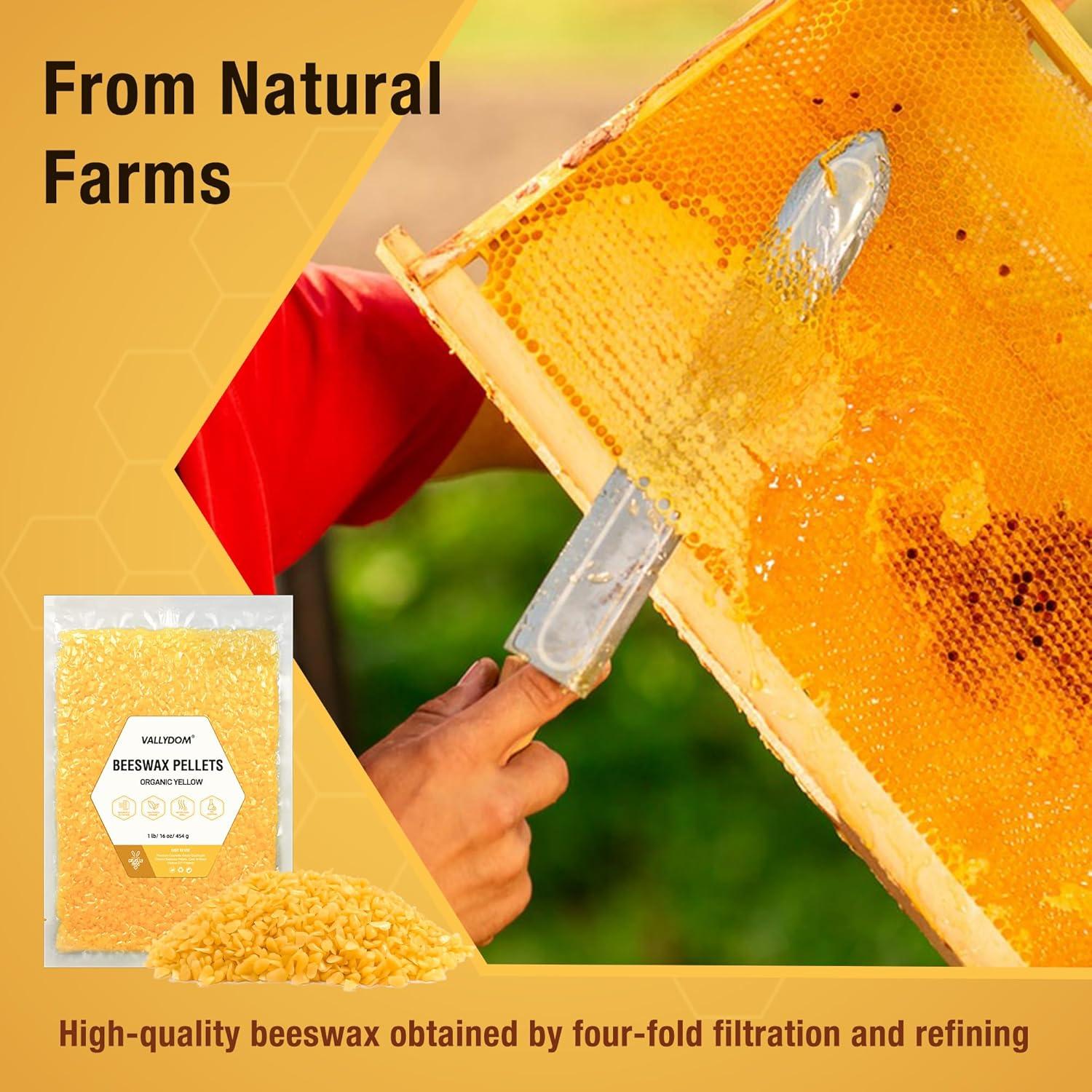 Pellets de Cera de Abeja Orgánica VALLYDOM 453g Amarilla