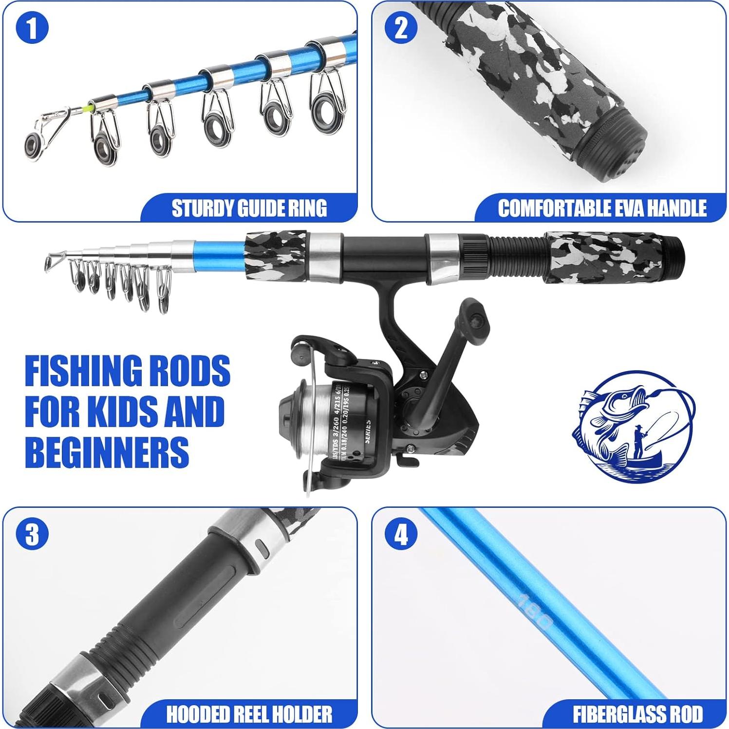 Kit de Pesca Telescópica Hikary 1.7m con Carretes y Accesorios