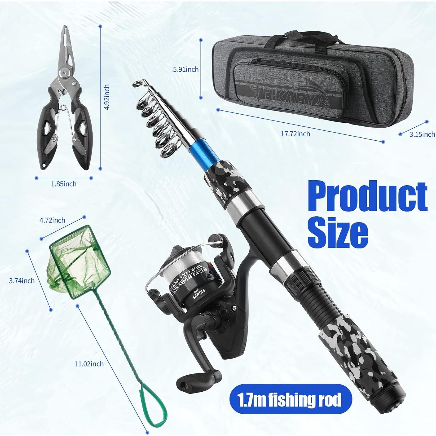 Kit de Pesca Telescópica Hikary 1.7m con Carretes y Accesorios