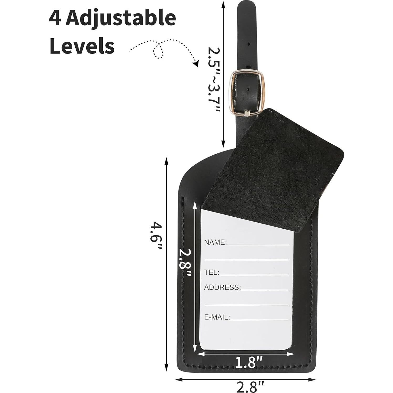 Etiqueta de Equipaje de Cuero Genuino Ringsun - 2 Paquete Negro