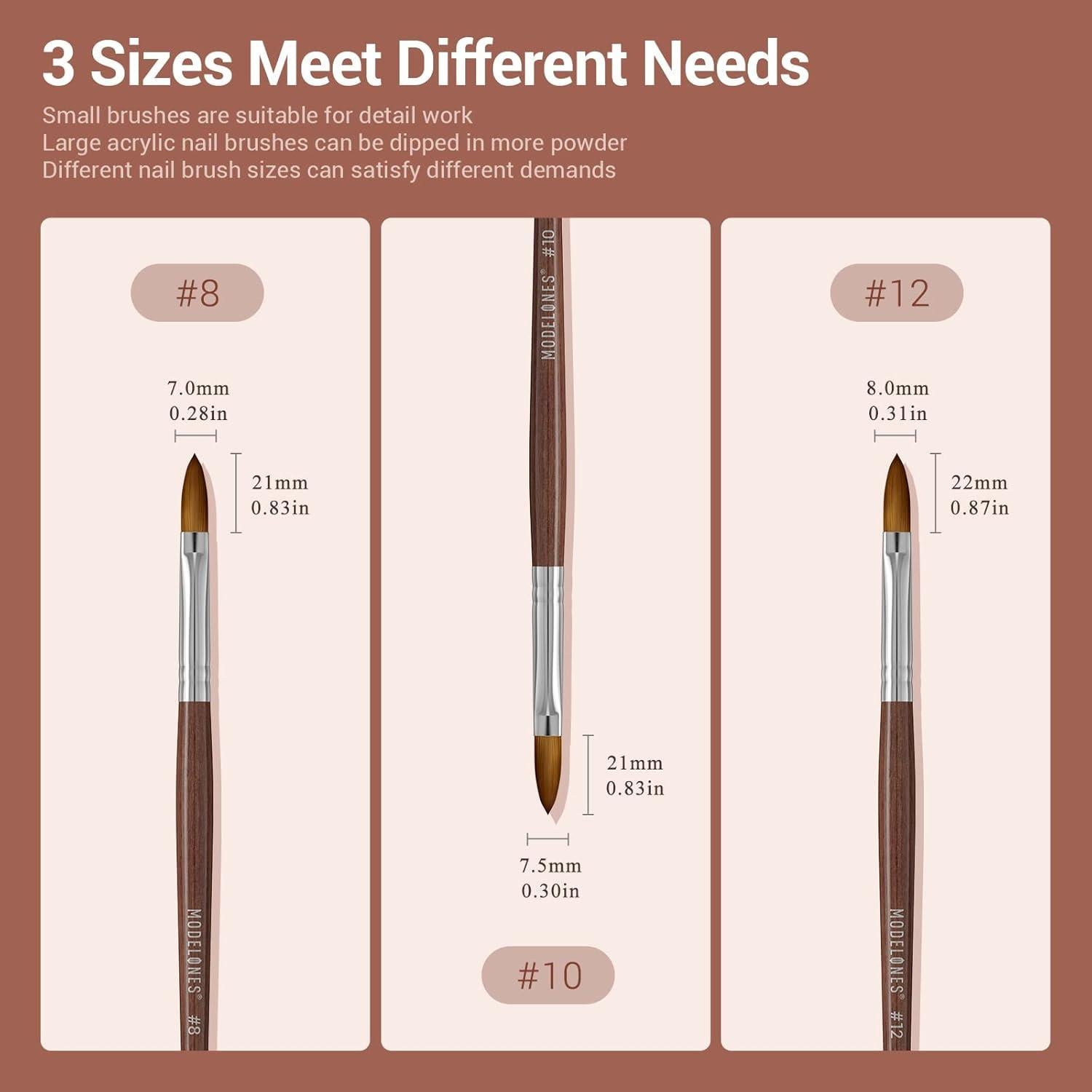 Pincel para Uñas Acrílicas Modelones 100% Pelo Kolinsky Tamaño 8