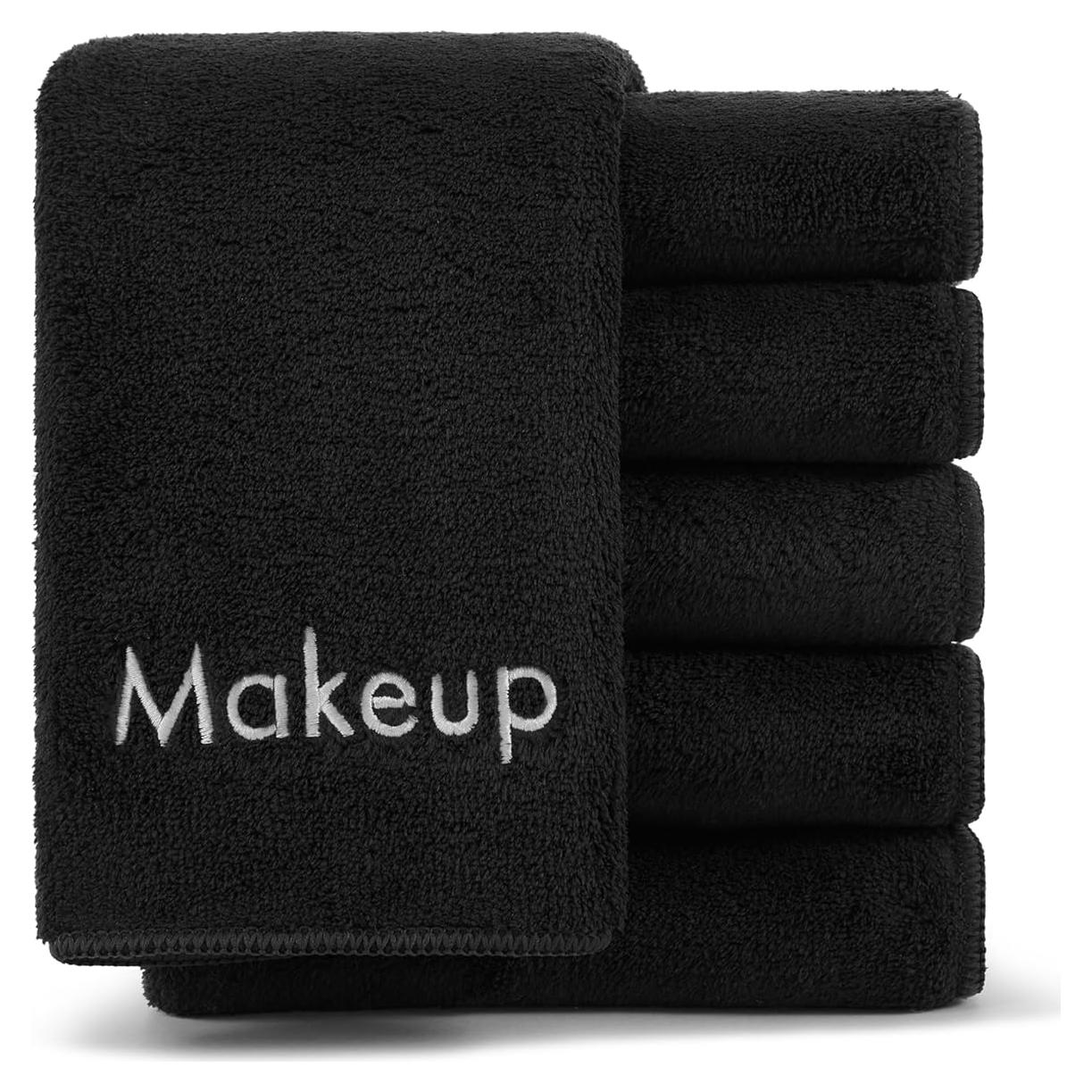 Toallas de Maquillaje Arkwright - Paquete de 6 - Microfibra Suave 33x33cm Negro