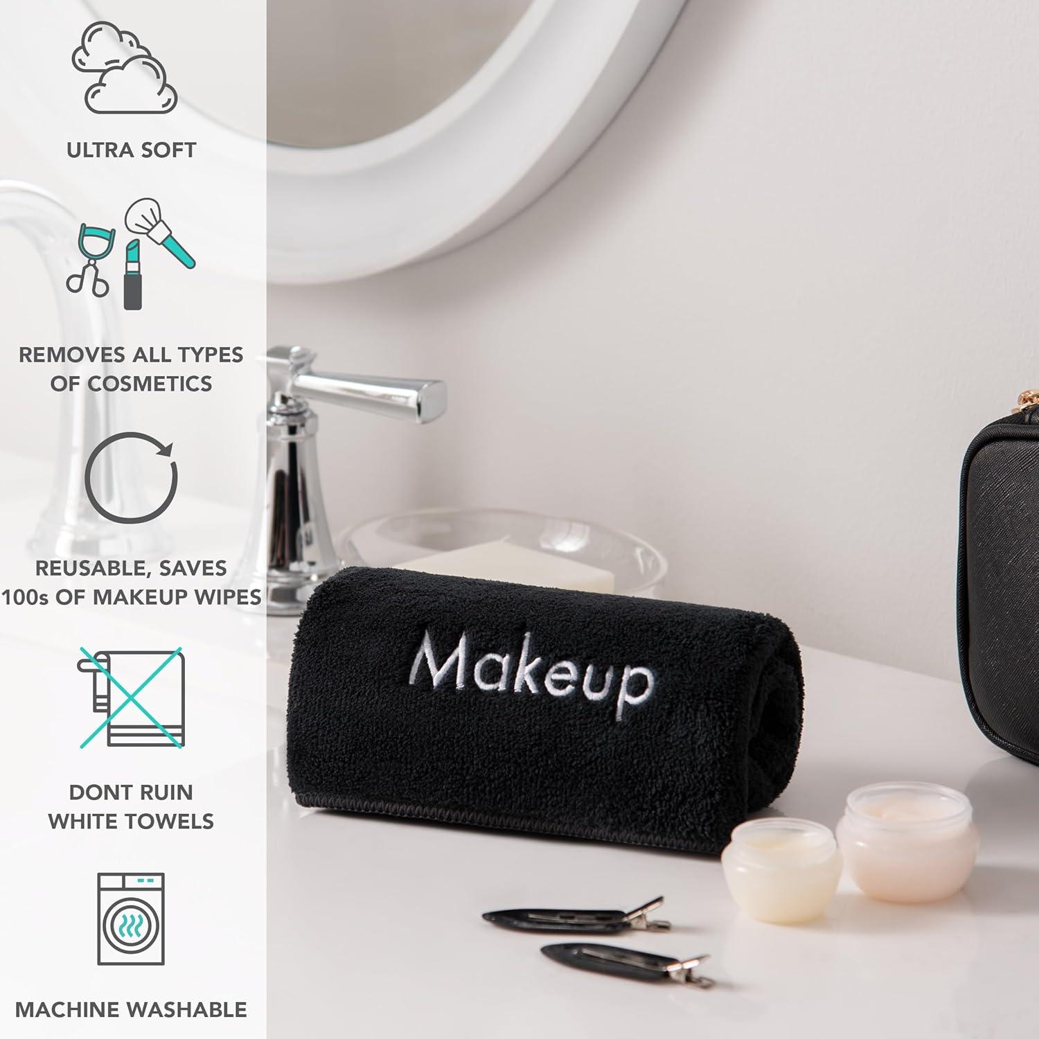 Toallas de Maquillaje Arkwright - Paquete de 6 - Microfibra Suave 33x33cm Negro