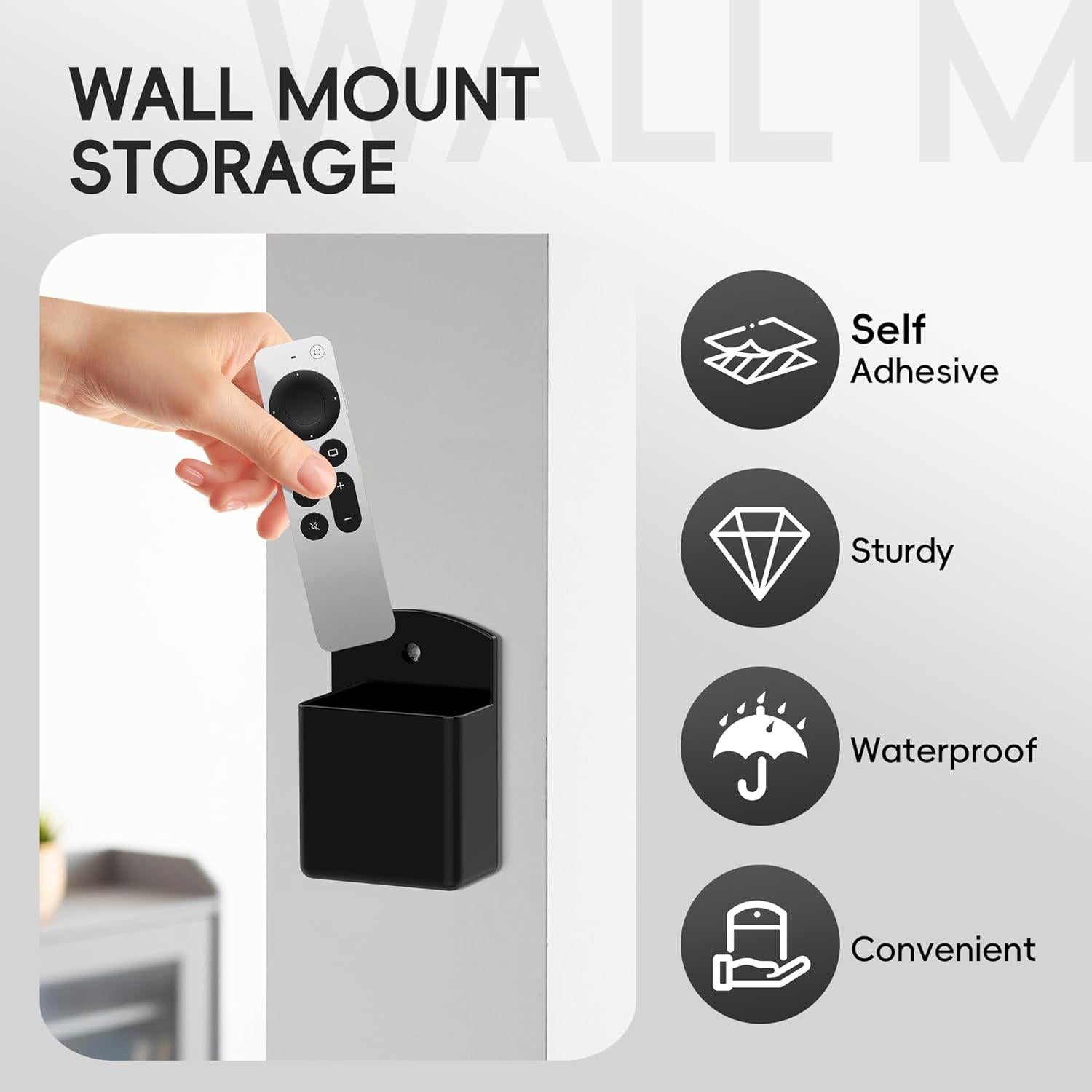 Soporte Adhesivo para Control Remoto DRQ 2 Piezas Negro