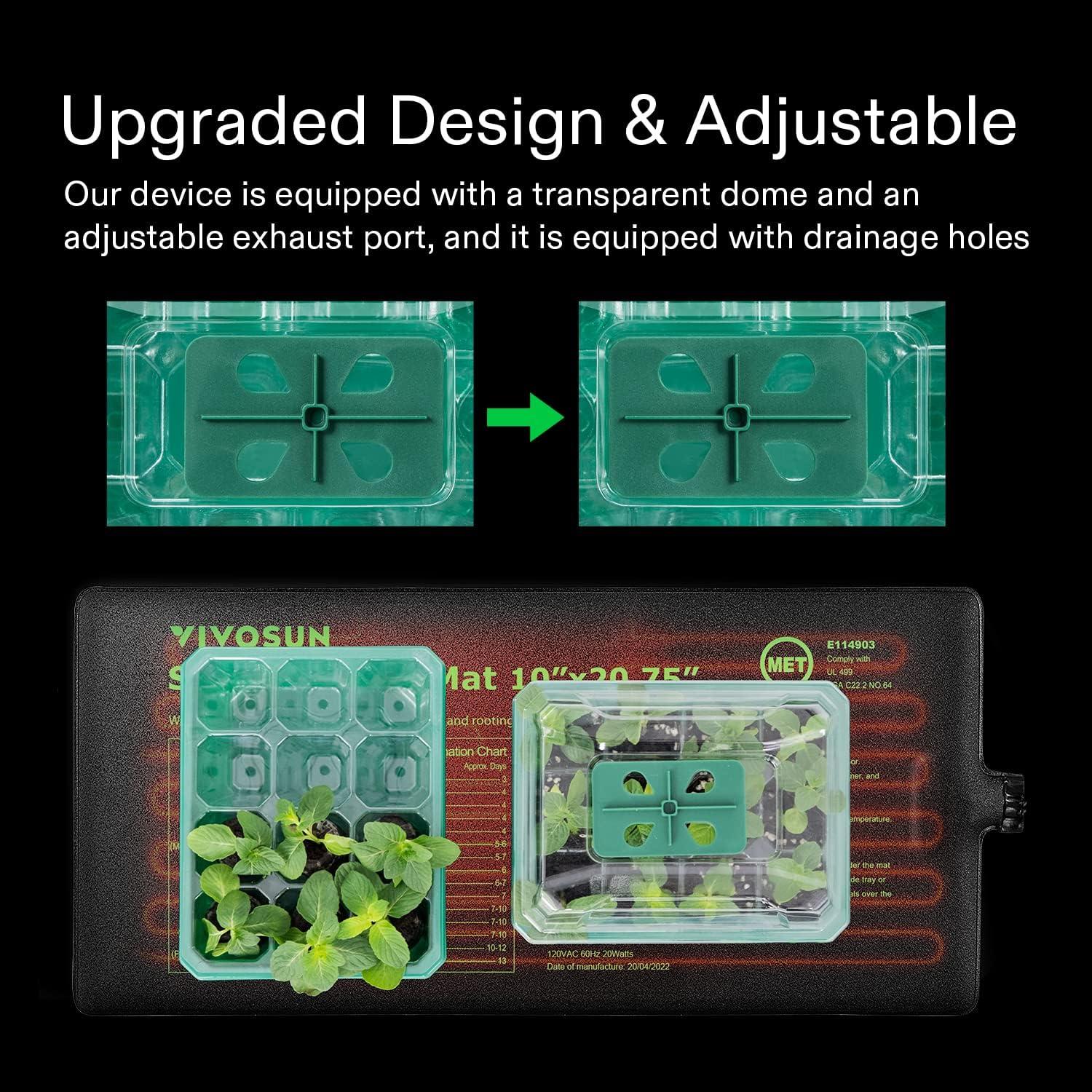 Bandejas de Inicio de Semillas VIVOSUN 72 Celdas con Almohadilla Térmica