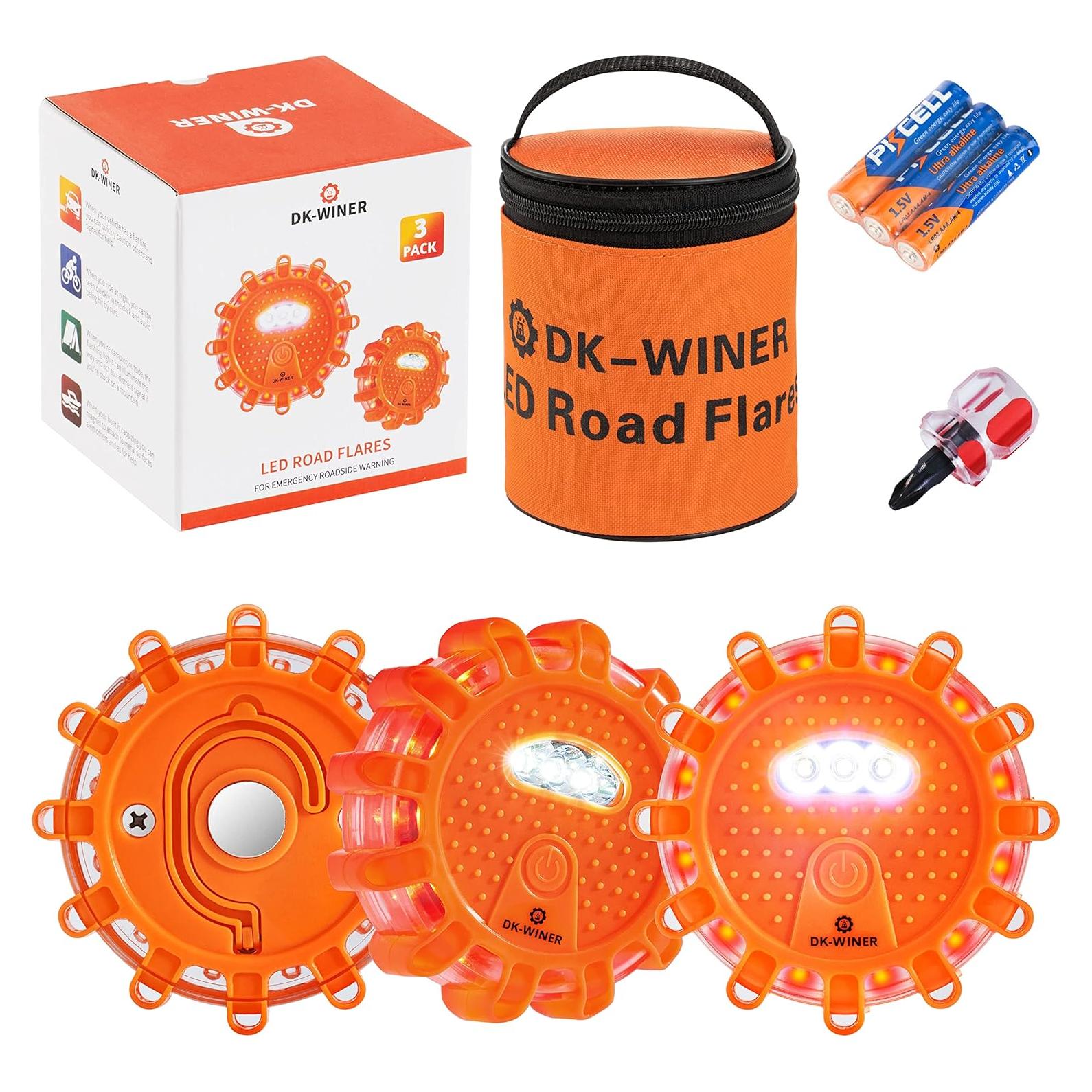 Flares LED de Emergencia DK-WINER 3pack Impermeables 9 Modos