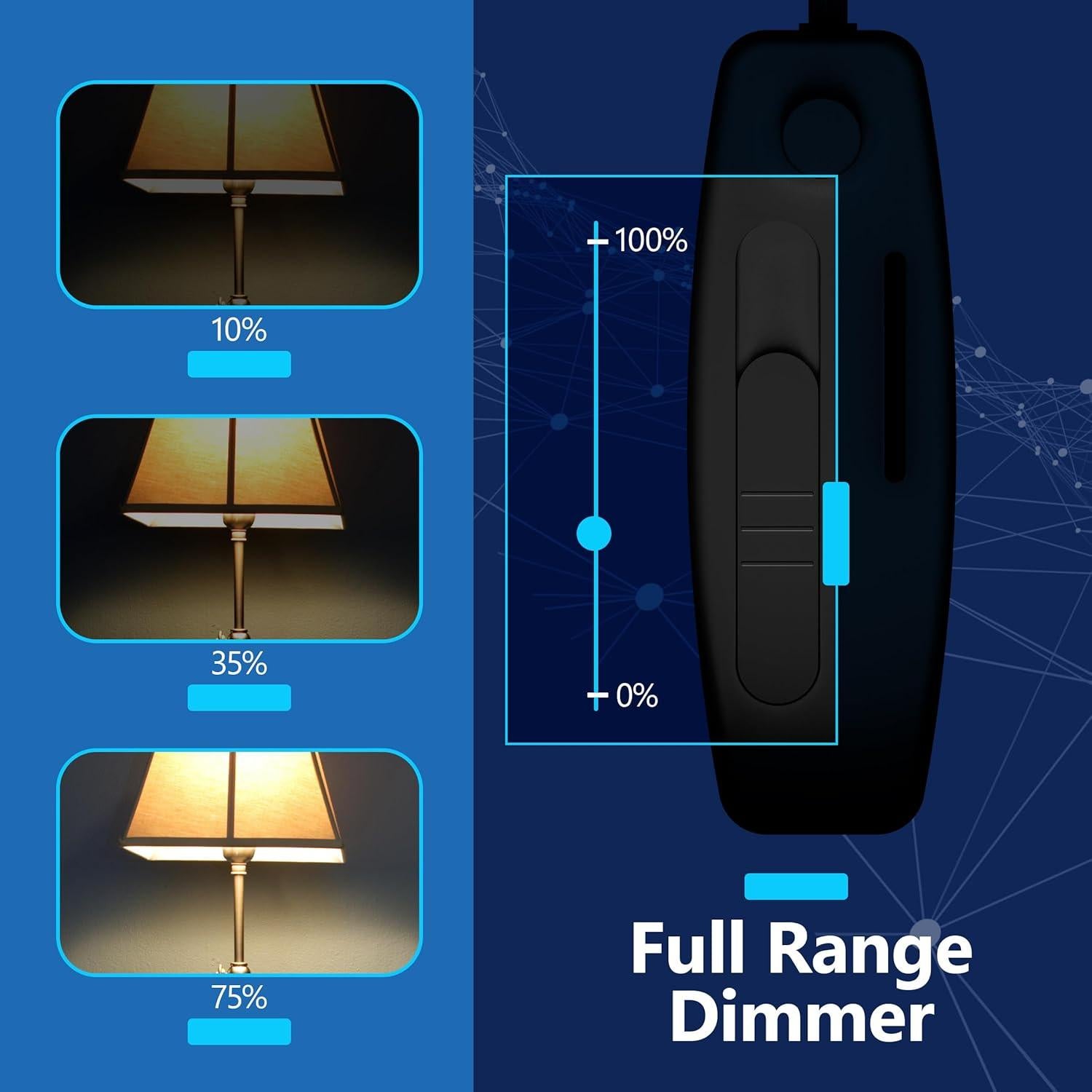 Interruptor Regulador de Lámpara de Mesa LIDER Negro 200W