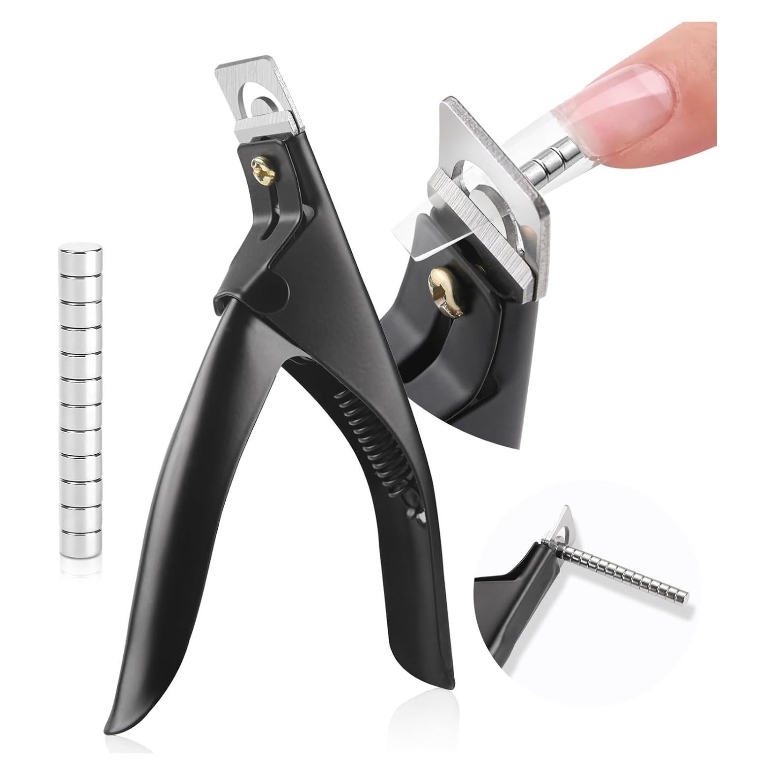 Saviland Acrylic Nail Cutters for Nail Tips: Black Acrylic Nails Clipper with Sizer Magnets Nail Cutter 15PCS Sharp Nail Tech Supplies Nail Trimmer Manicure Tool Nail Accessories Women Salon Home
