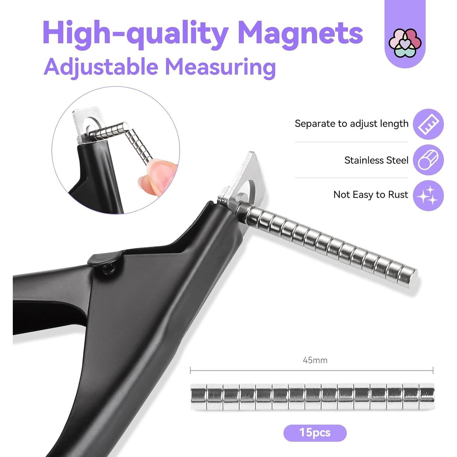 Saviland Acrylic Nail Cutters for Nail Tips: Black Acrylic Nails Clipper with Sizer Magnets Nail Cutter 15PCS Sharp Nail Tech Supplies Nail Trimmer Manicure Tool Nail Accessories Women Salon Home