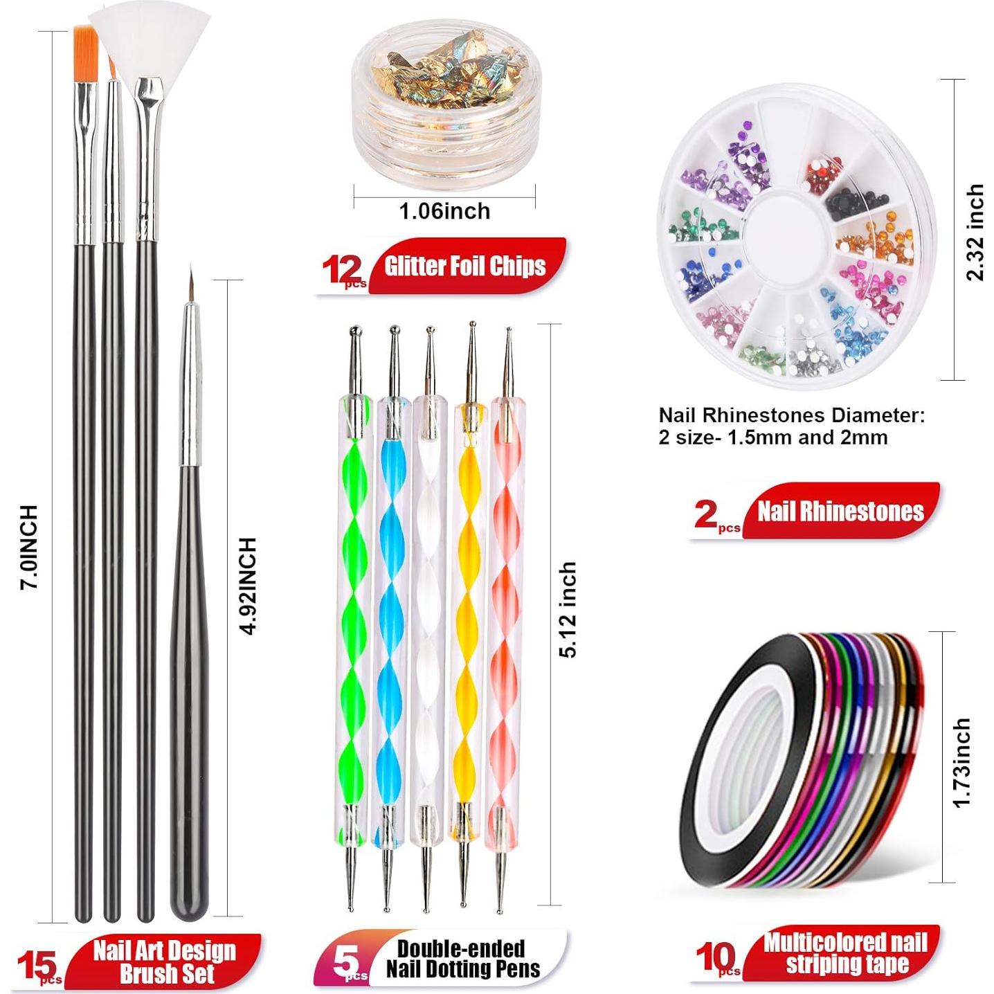 Kit de Arte de Uñas Teenitor con 15 Piezas y Foil