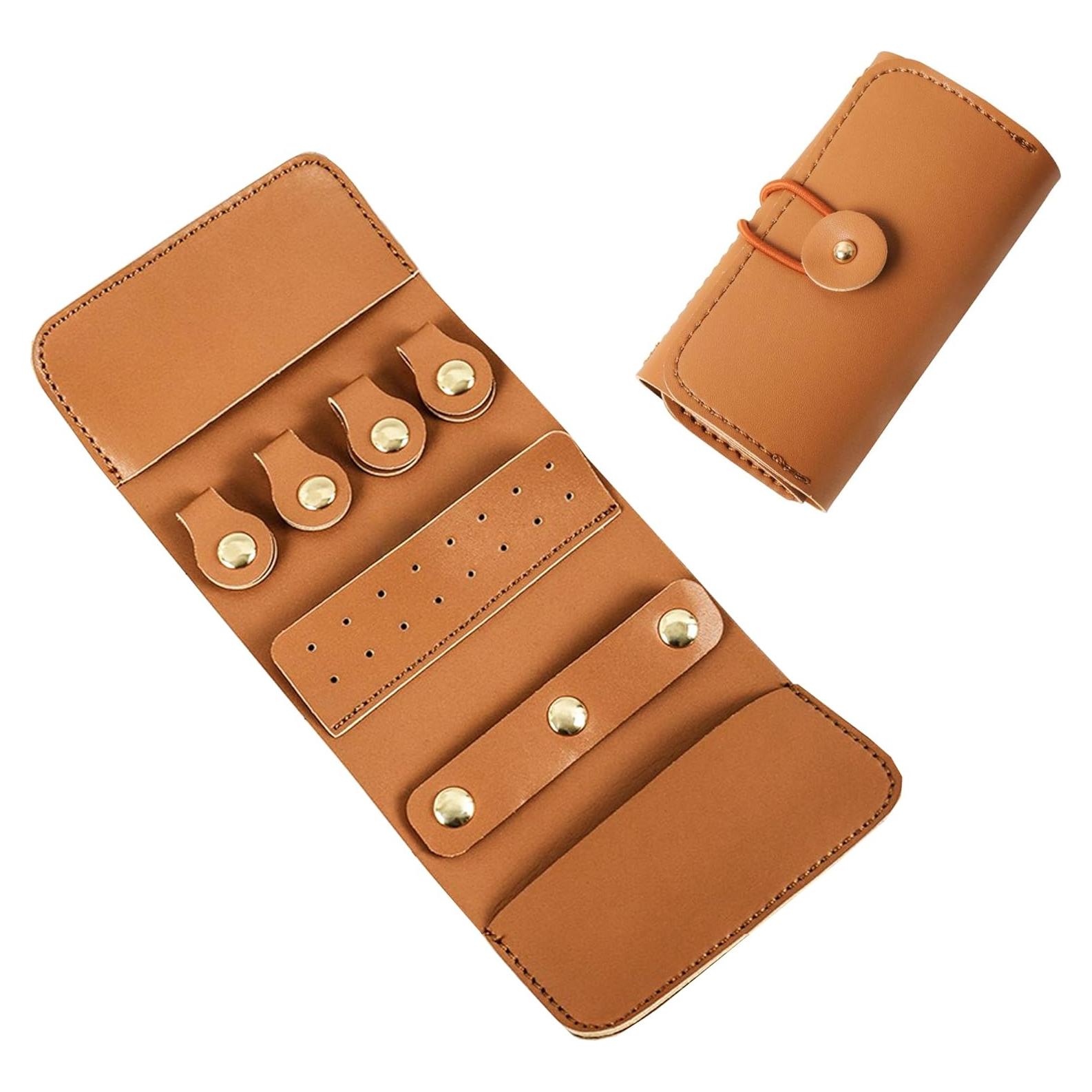 Longjet Travel Jewelry Roll Organizer and Storage Case for Rings, Necklaces, Earrings (Brown)