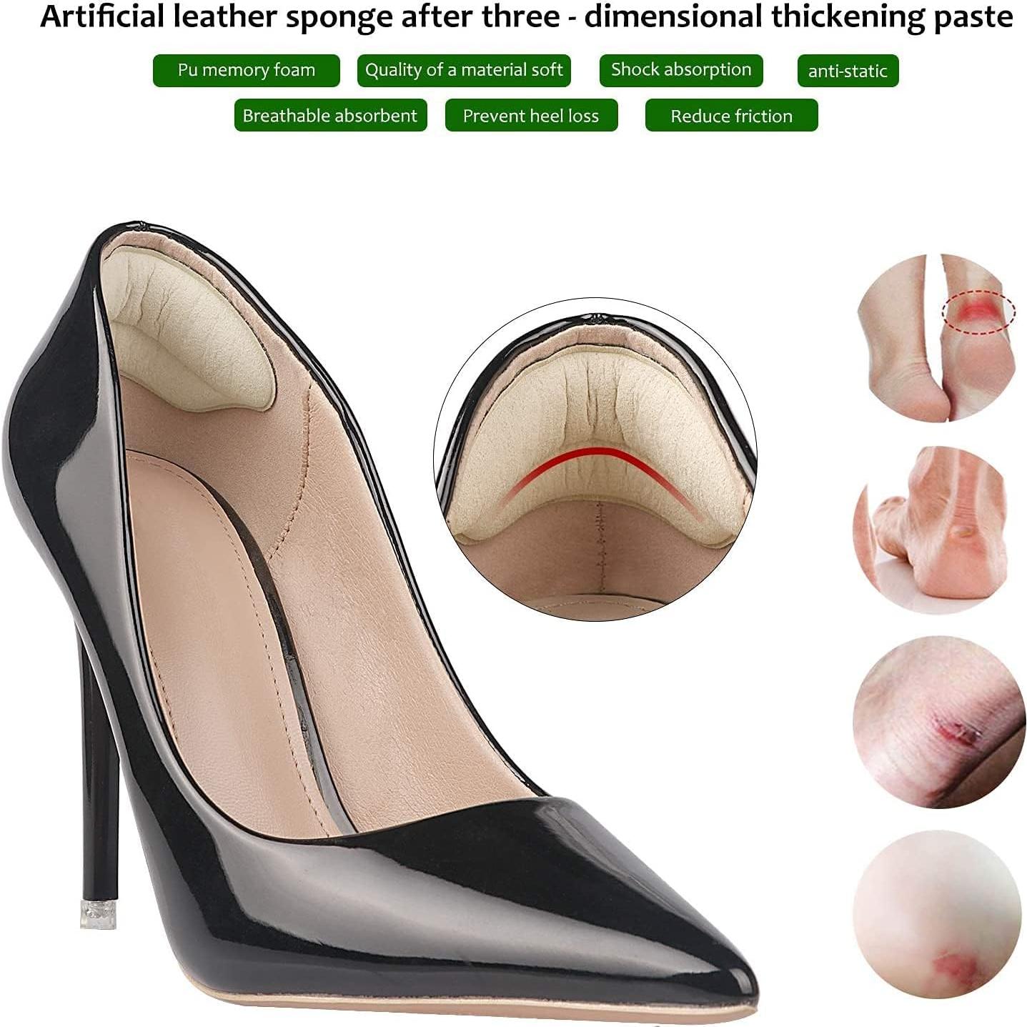 Almohadillas de Talón Autoadhesivas BIGIICO - 4 Pares Negro