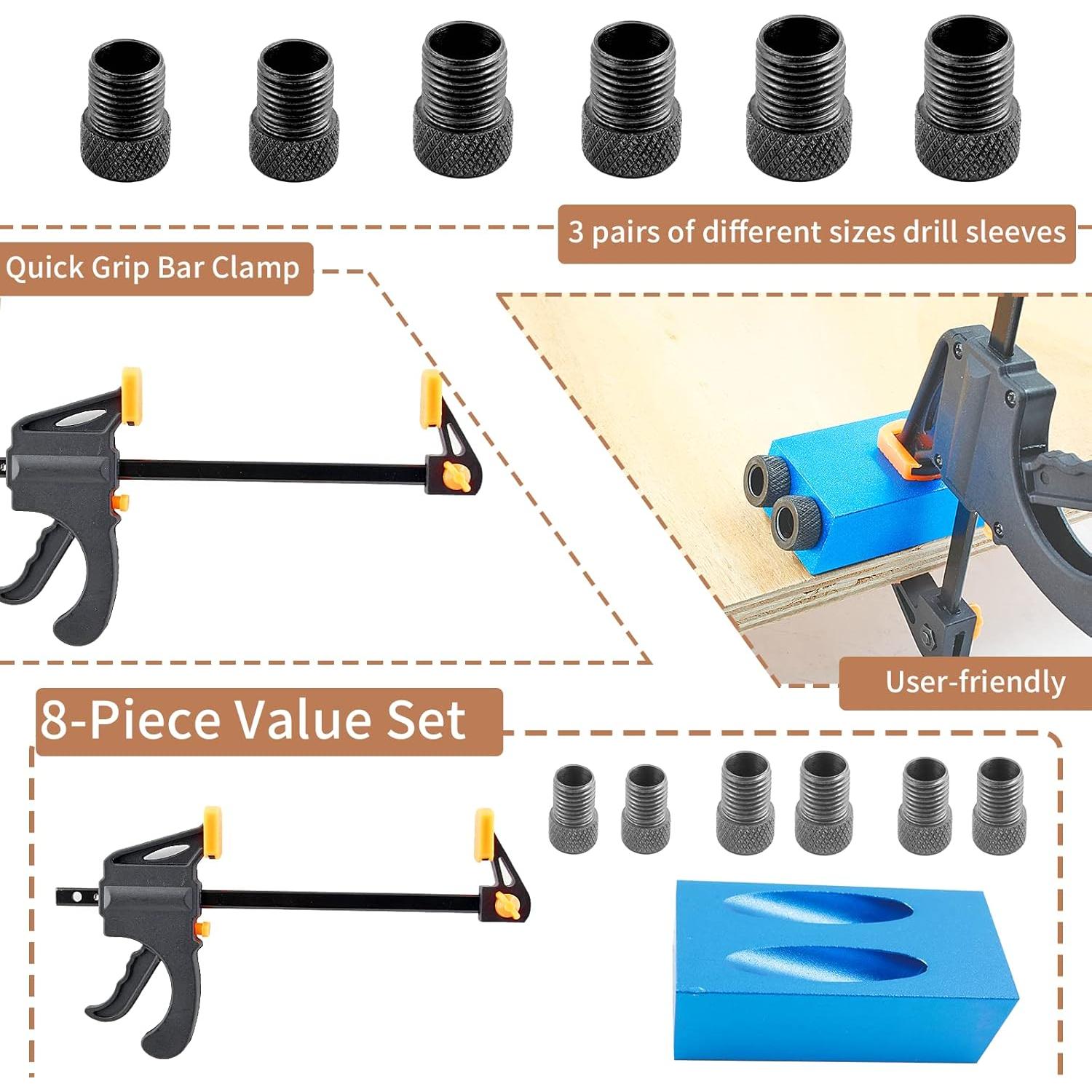 Kit de Plantilla de Agujeros 8 Piezas Bonsicoky 15° Aluminio
