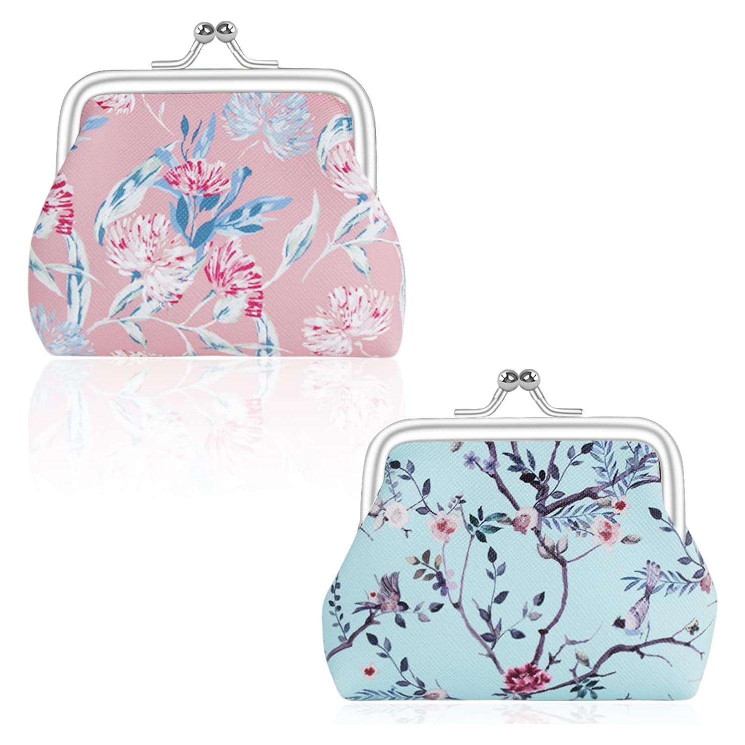 Monedero de Cuero Sintético FuninCrea Floral Doble Cierre