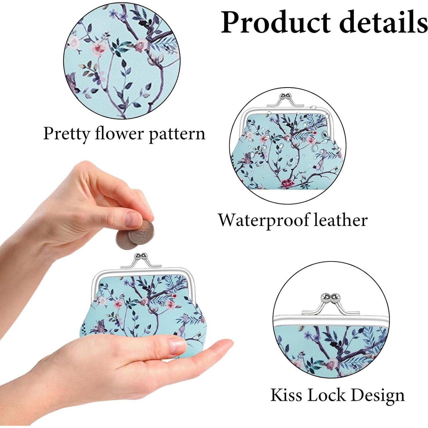 Monedero de Cuero Sintético FuninCrea Floral Doble Cierre