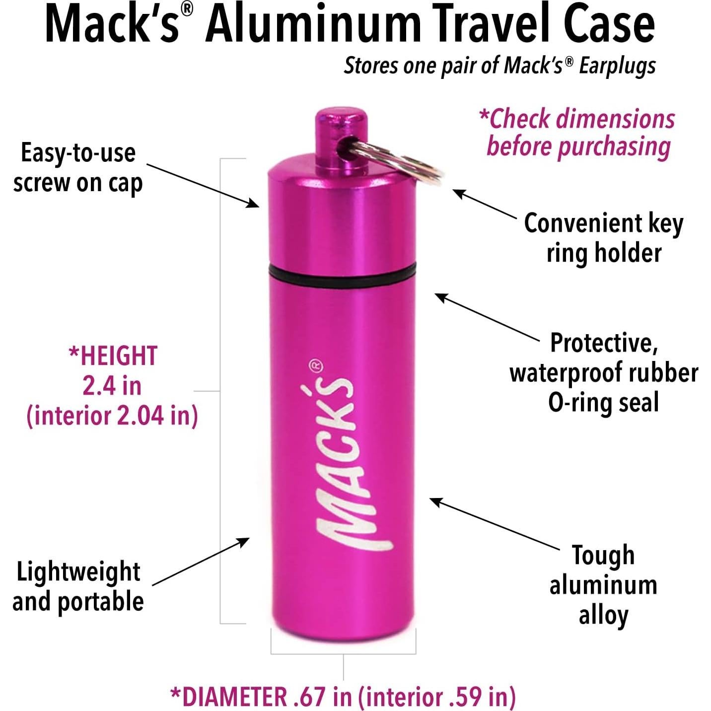 Estuche de Aluminio Mack para Tapones de Oídos - Rosa