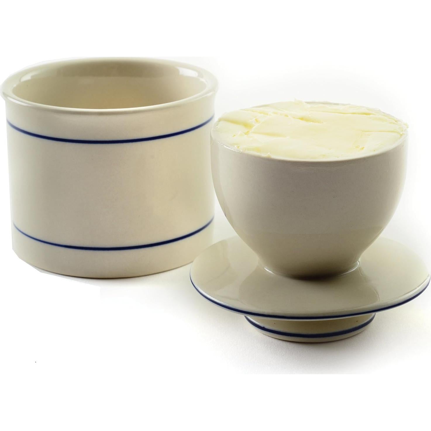 Butter Keeper Norpro Cerámica Esmaltada 10cm Blanco