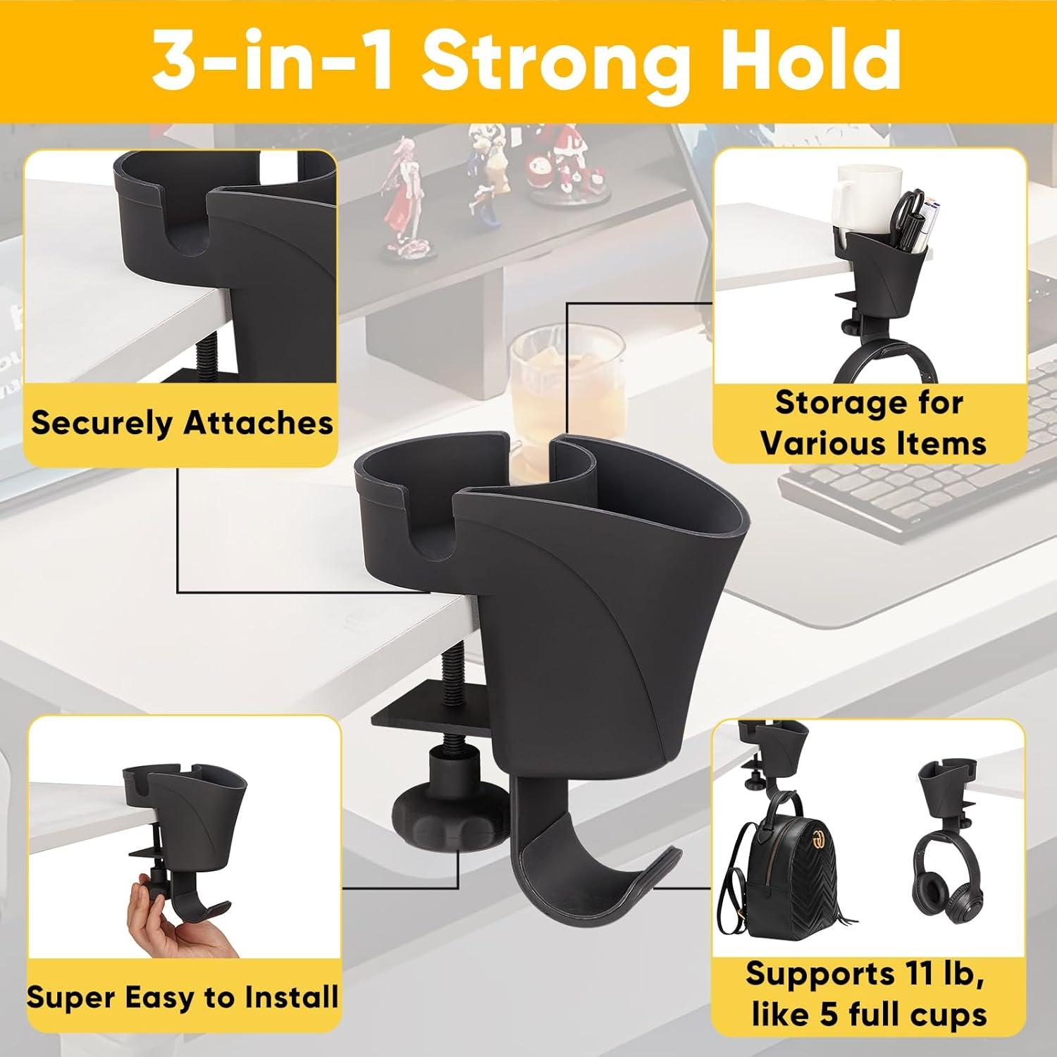 Soporte de Taza Clip en 1 OrgaFocus Negro Mate Ajustable