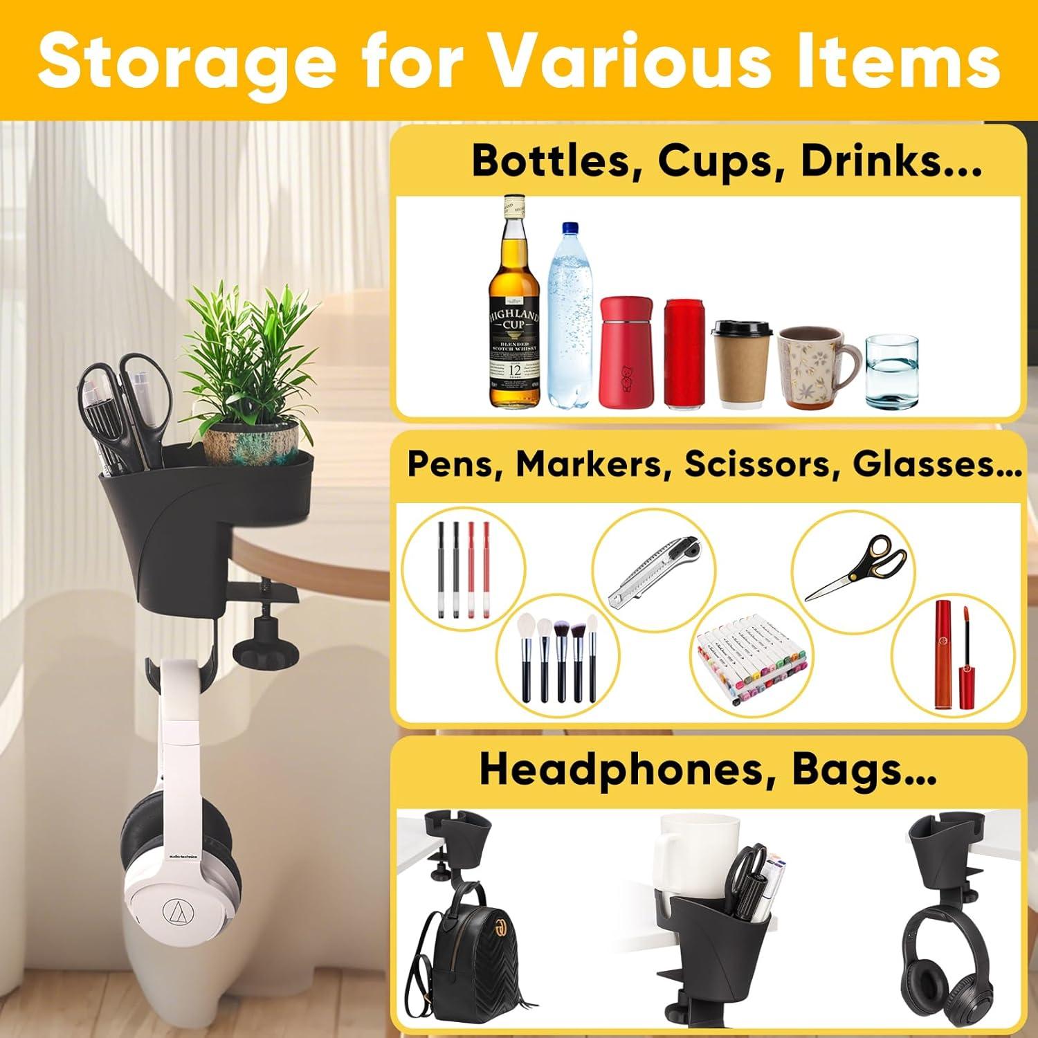 Soporte de Taza Clip en 1 OrgaFocus Negro Mate Ajustable