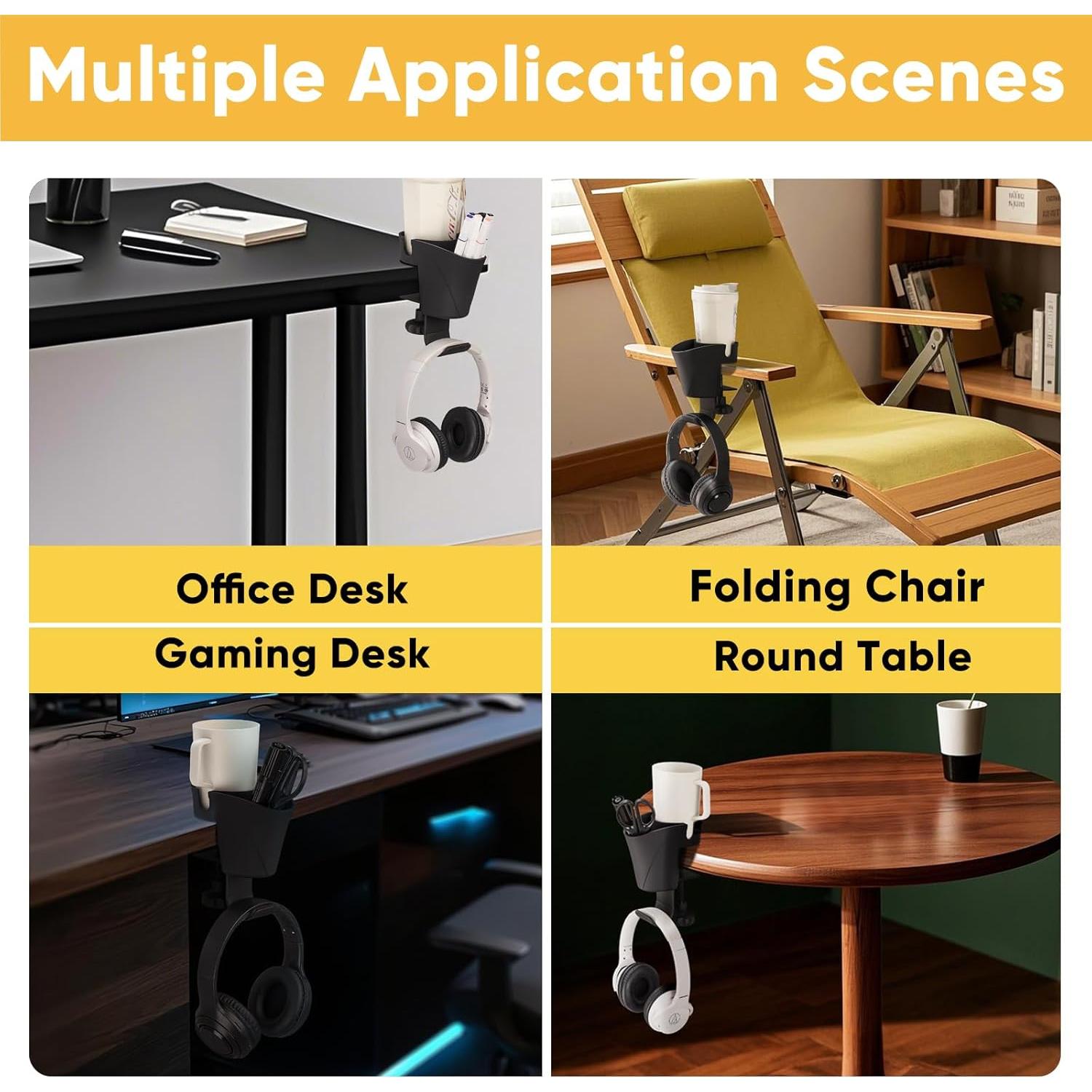 Soporte de Taza Clip en 1 OrgaFocus Negro Mate Ajustable