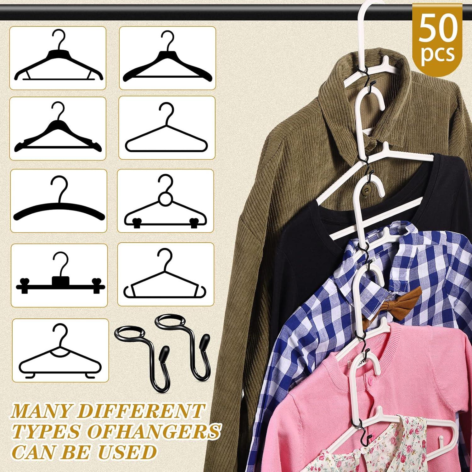 Ganchos Conectores para Perchas Sratte 50 Piezas Negro