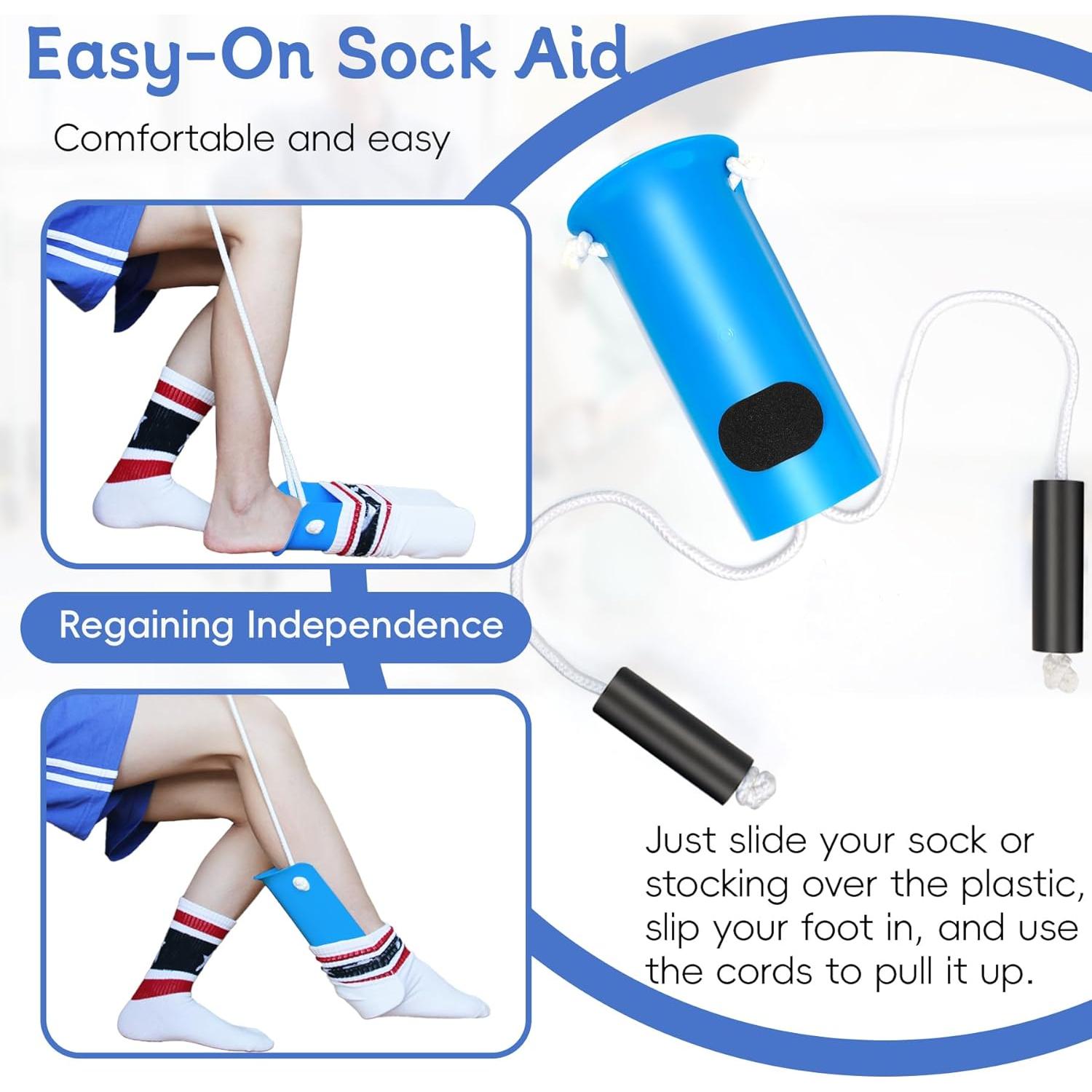 Asistente para Poner Calcetines Yitobecka Azul - Fácil Uso