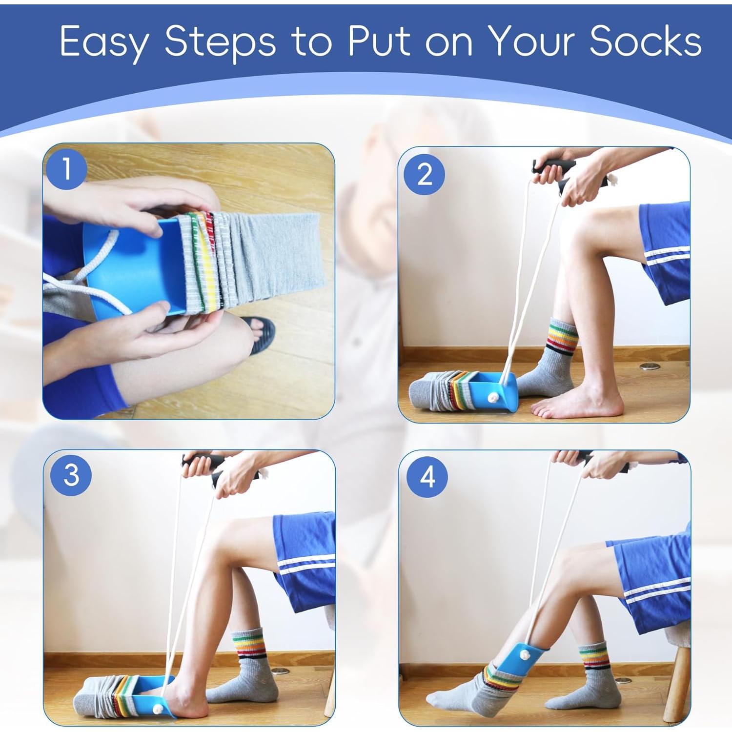 Asistente para Poner Calcetines Yitobecka Azul - Fácil Uso