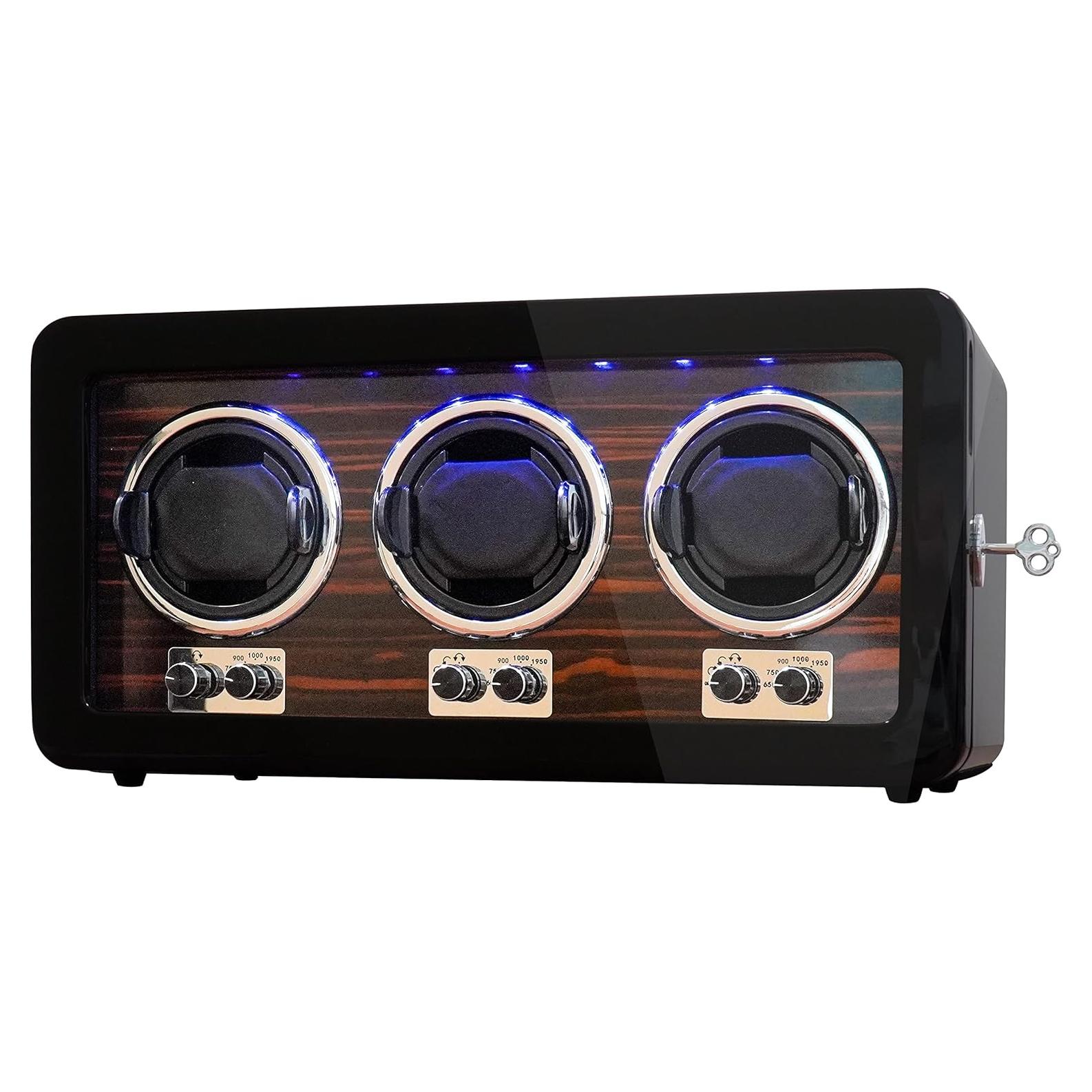 ORYX Winder para 3 Relojes Automáticos Negro 15 Modos Rotación