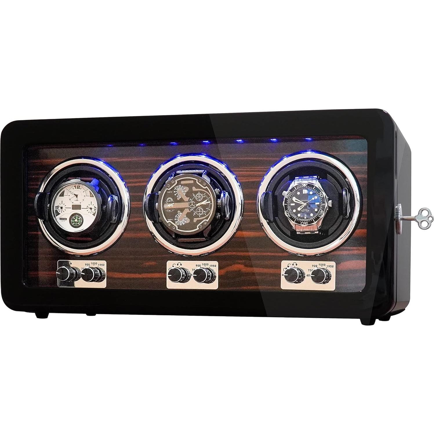 ORYX Winder para 3 Relojes Automáticos Negro 15 Modos Rotación
