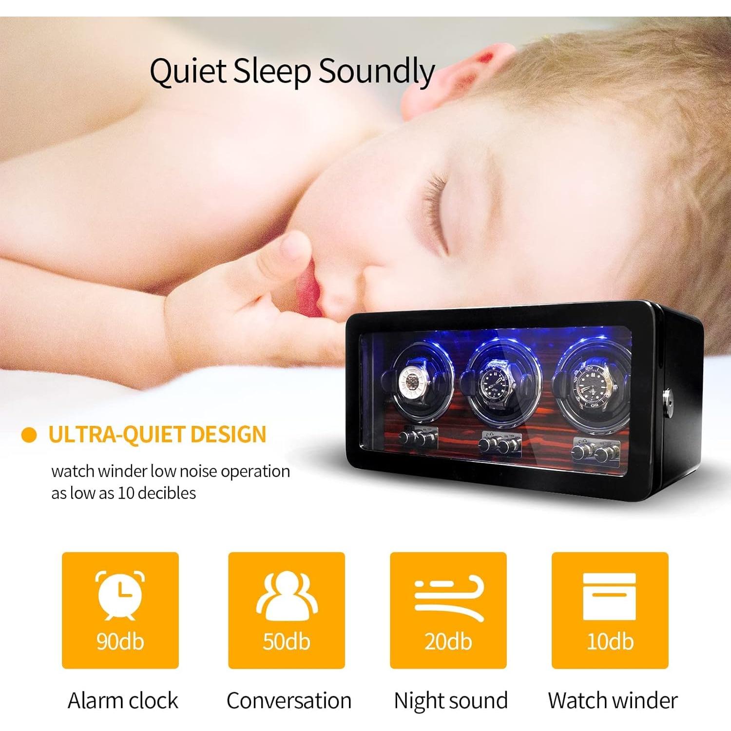 ORYX Winder para 3 Relojes Automáticos Negro 15 Modos Rotación