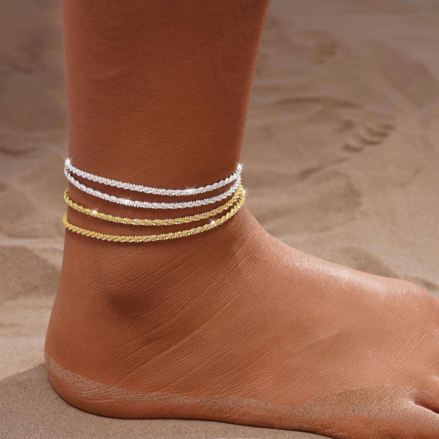 Conjunto de Pulseras de Tobillo Tasiso Oro y Plata para Mujeres