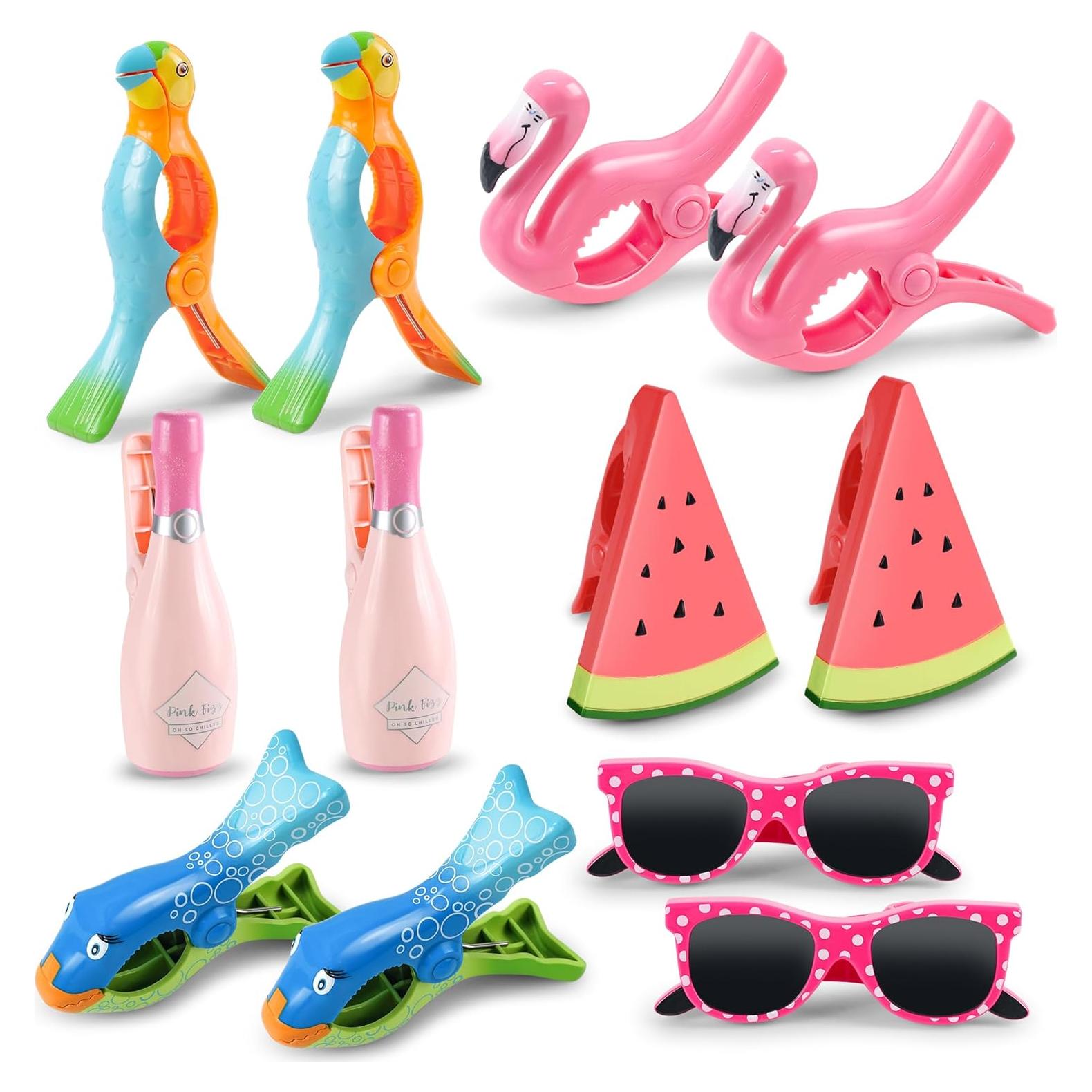 Paquete de 12 Clips para Toallas de Playa Autubin Jumbo Coloridos