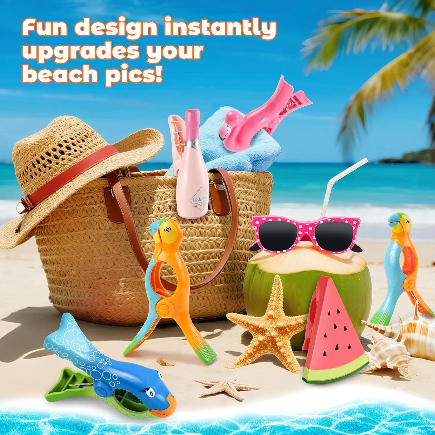 Paquete de 12 Clips para Toallas de Playa Autubin Jumbo Coloridos