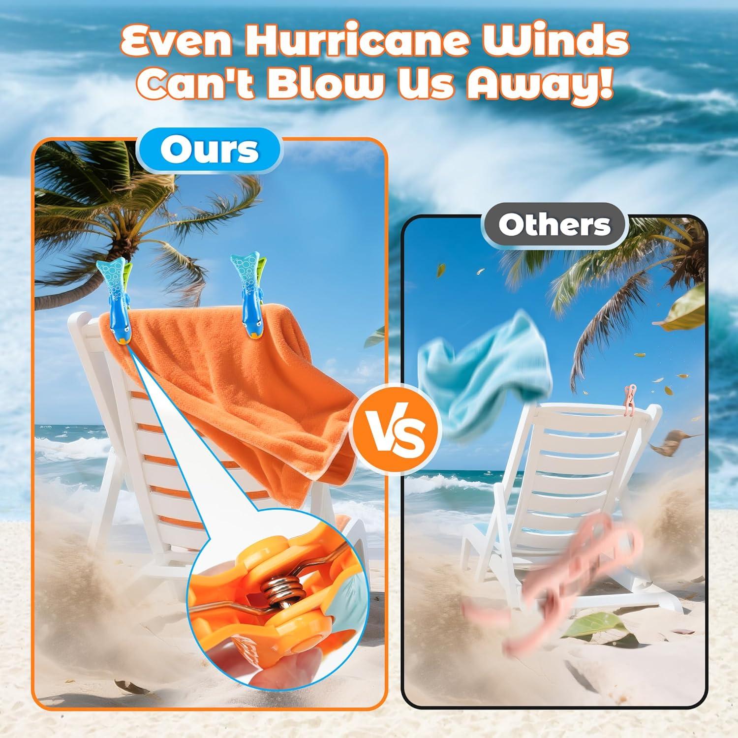 Paquete de 12 Clips para Toallas de Playa Autubin Jumbo Coloridos