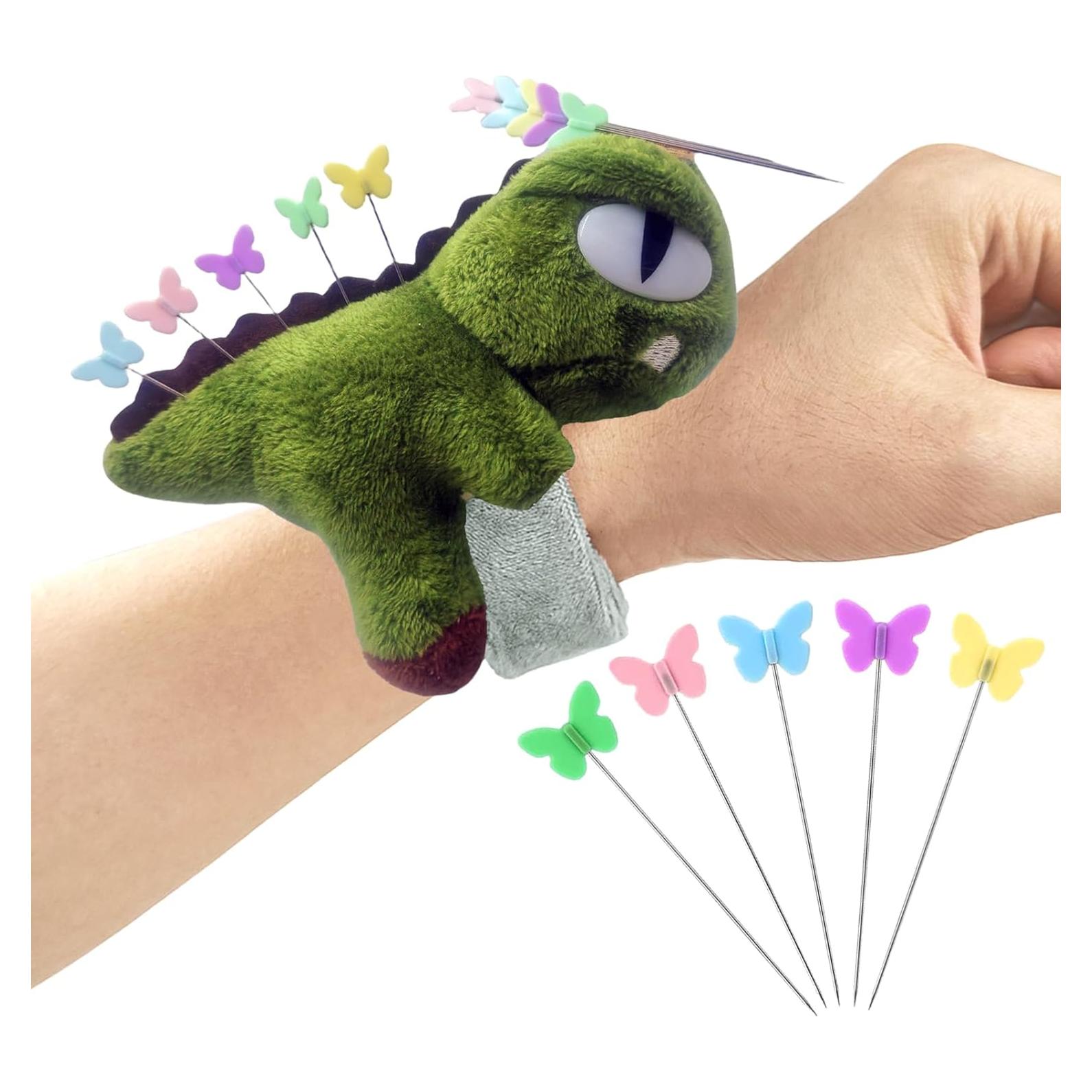 Almohadilla de Agujas Dinosaurio ZDSH con 50 Alfileres Mariposa