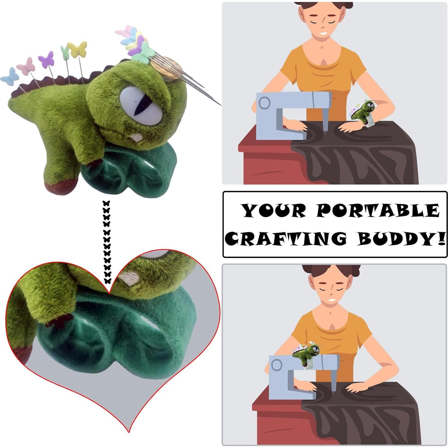 Almohadilla de Agujas Dinosaurio ZDSH con 50 Alfileres Mariposa