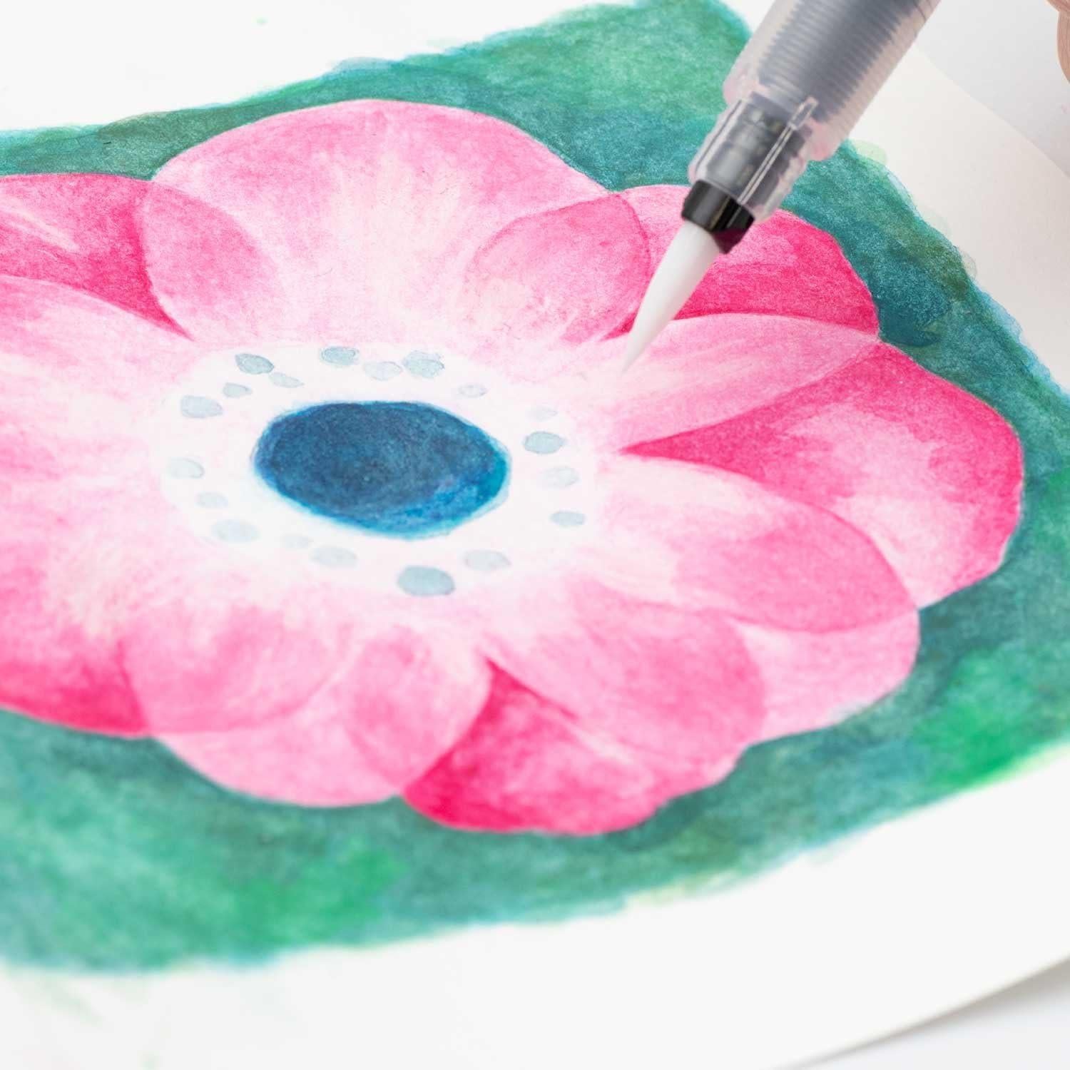 Pincel de Agua Pentel FRH-MH Punta Plana 155mm Azul