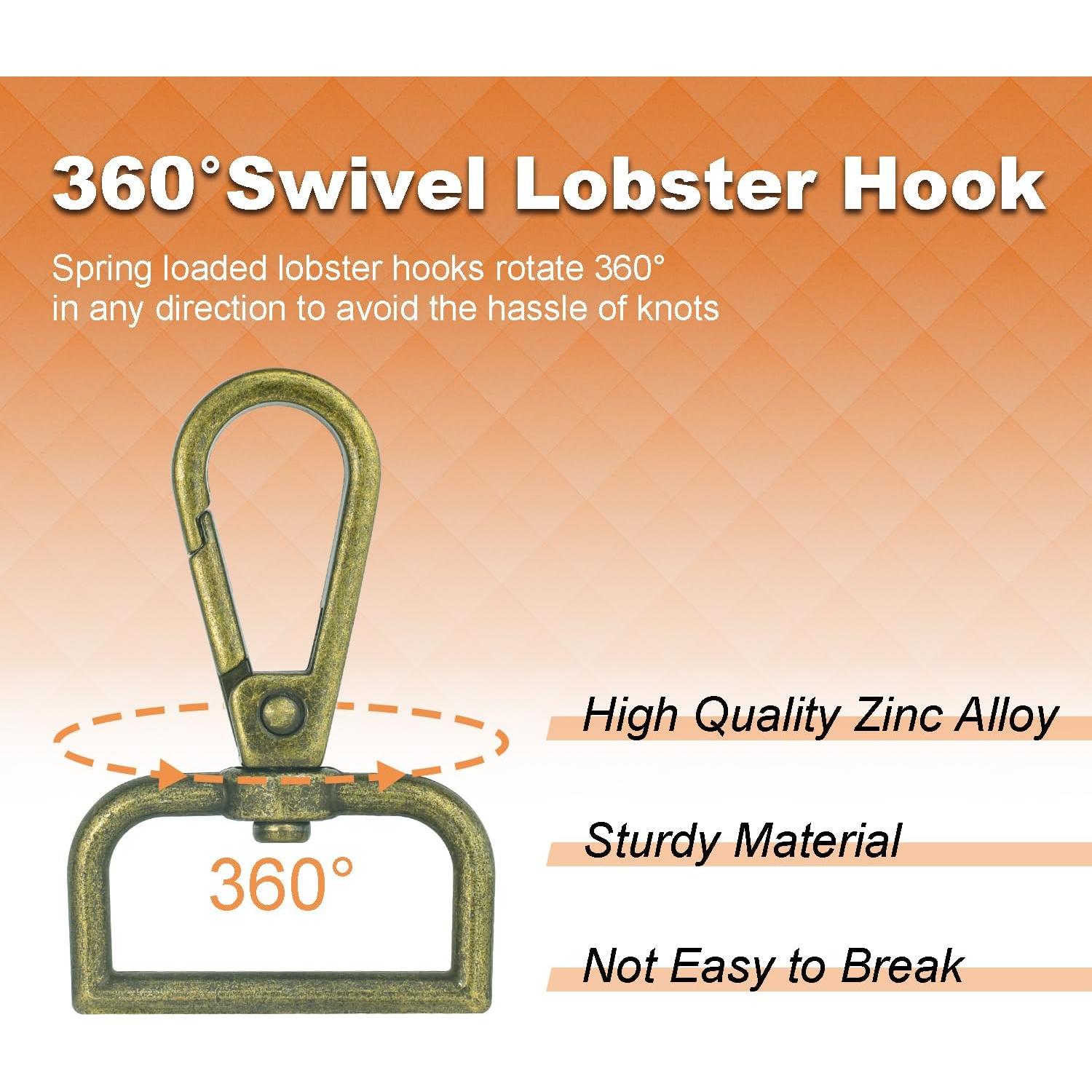 Ganchos Giratorios de Metal CooBigo 6 Piezas 46.5mm Bronce